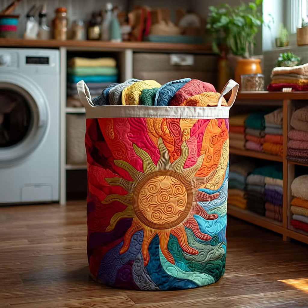 Hippie Sunshine Quilted Laundry Basket Merch For Mom
