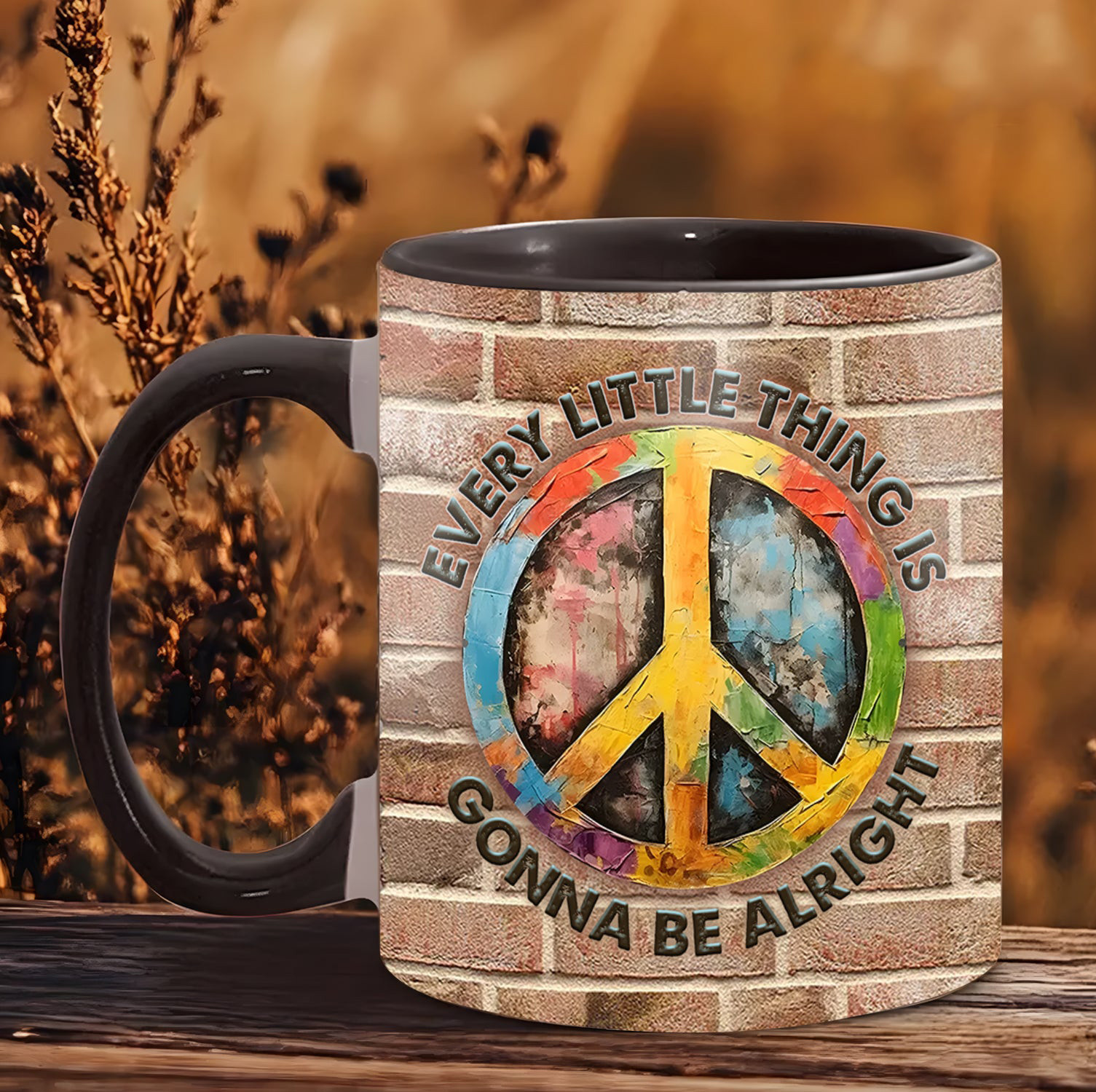 Hippie Symbol Mug Every Little Thing Is Gonna Be Alright Mug Best Presents