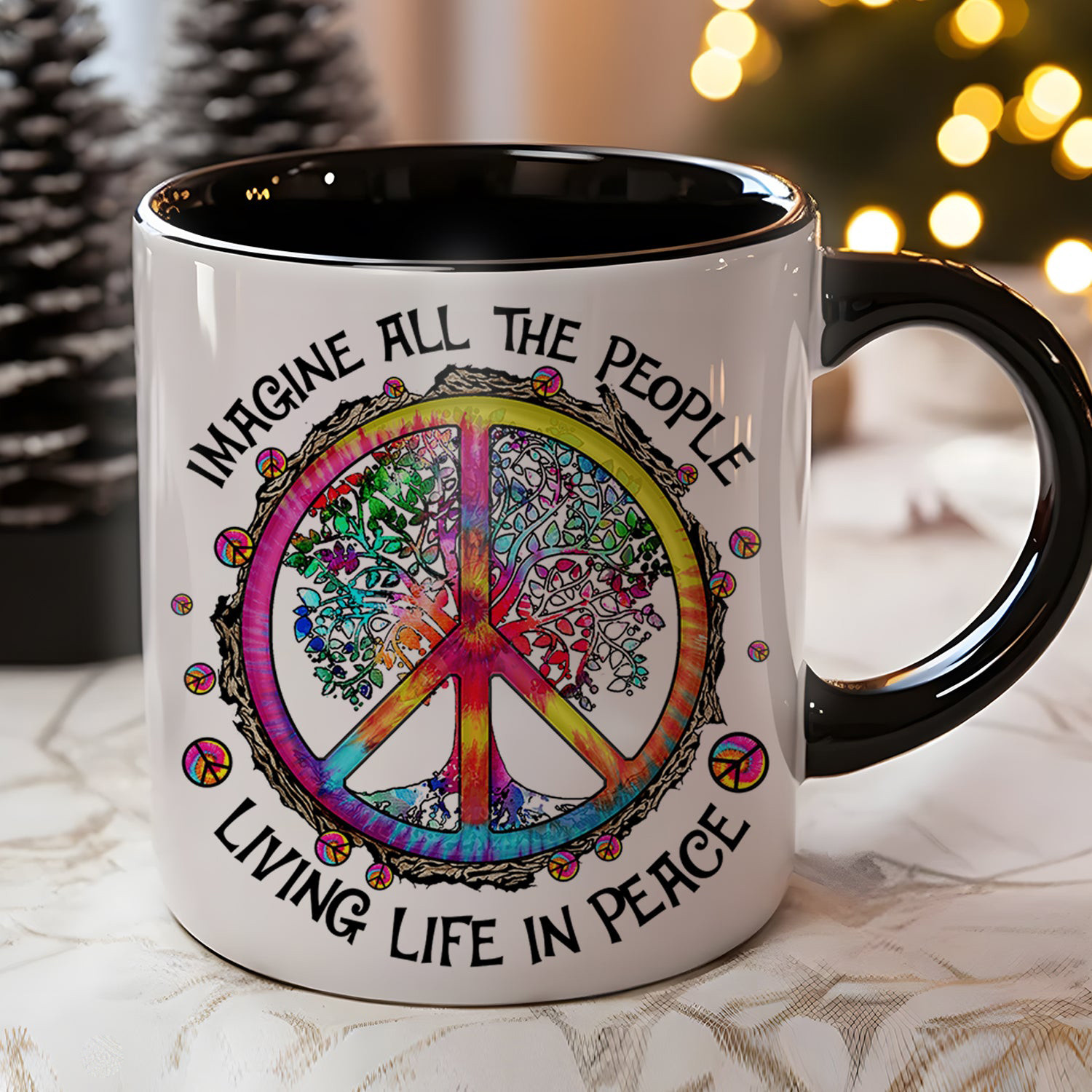 Hippie Tree Imagine All The People Hippie Mug Living Life In Peace Hippie Mug Gifts