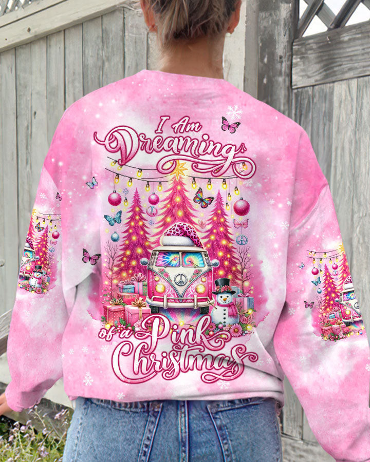 Hippie Van I Am Dreaming Pink Christmas Sweatshirt Cute Clothes Christmas Presents For Hippies