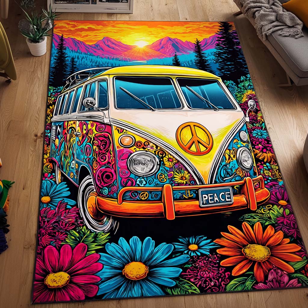 Hippie Van Mountain Area Rug Large Rugs For Living Room Useful Gifts For Mom From Daughter