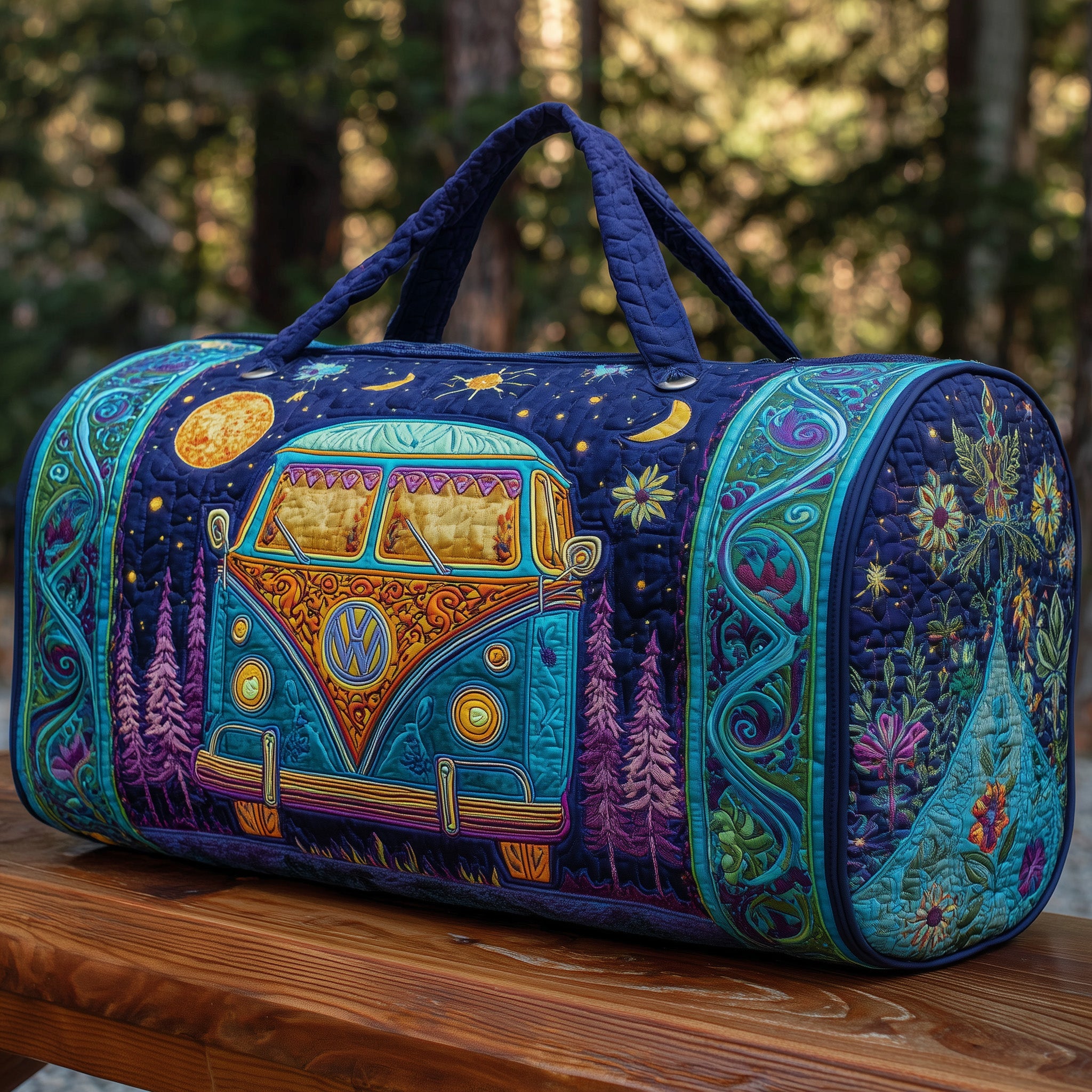 Hippie Van Quilt Duffle Bag Easy To Clean Surface