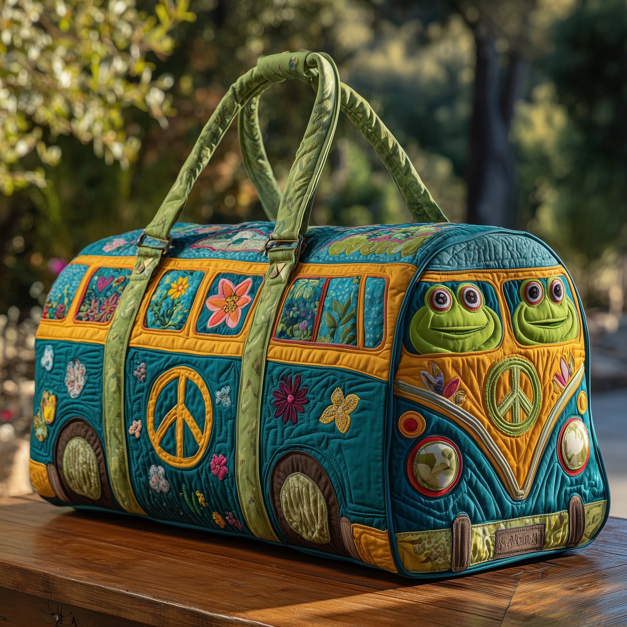 Hippie Van Quilt Duffle Bag New Year Gift Idea