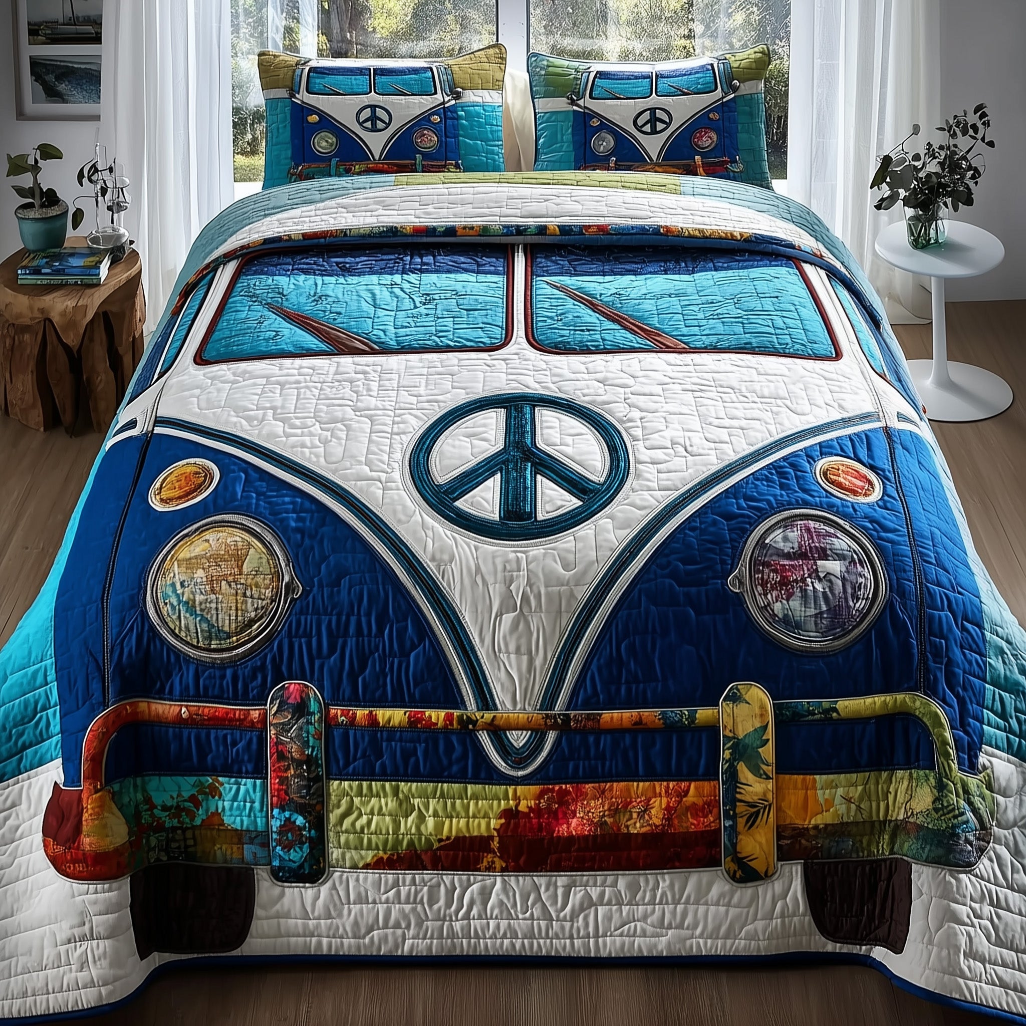 Hippie Van Quilted Bedding Set Duvet Cover Bedspread Hippie Gifts For Women