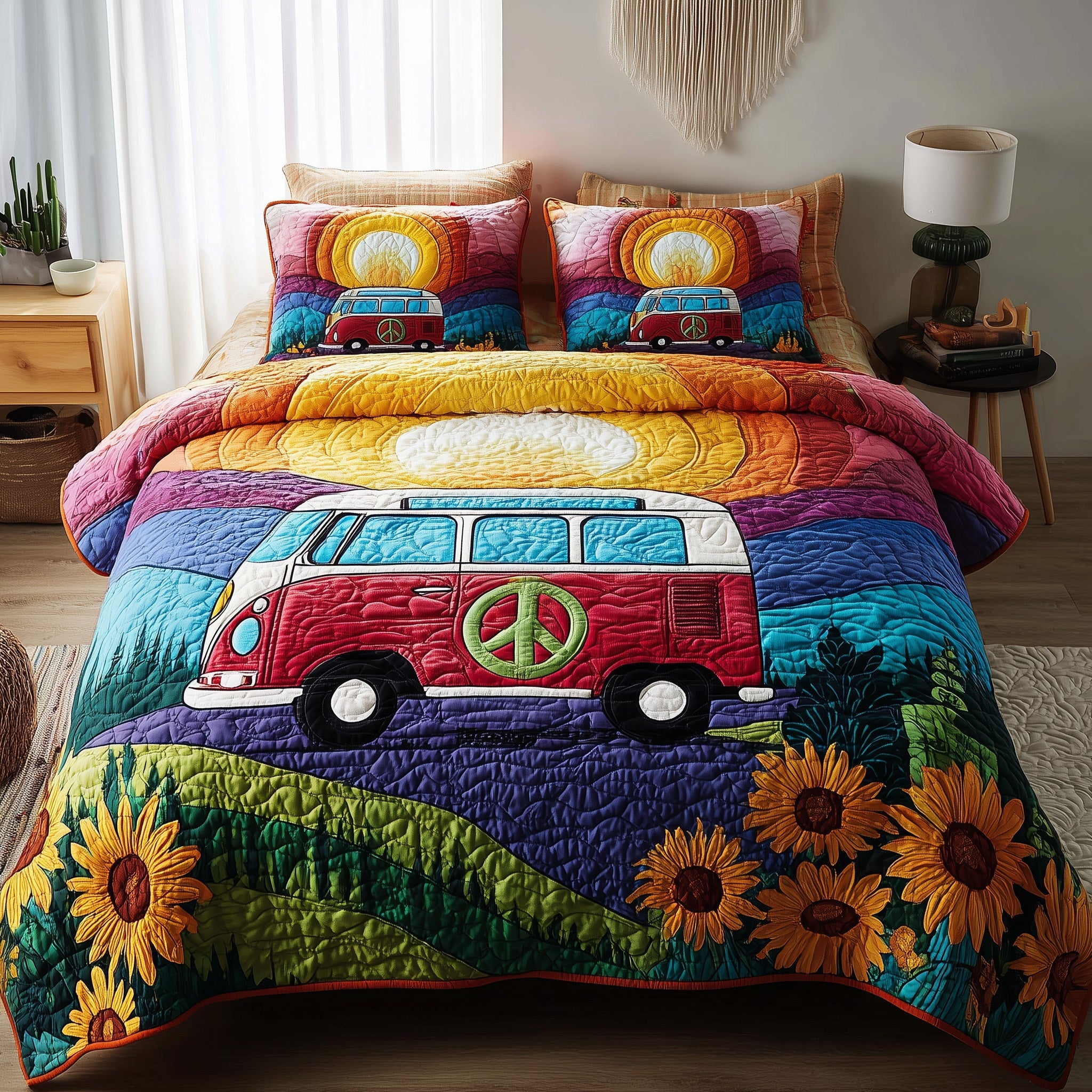 Hippie Van Quilted Bedding Set For Kids