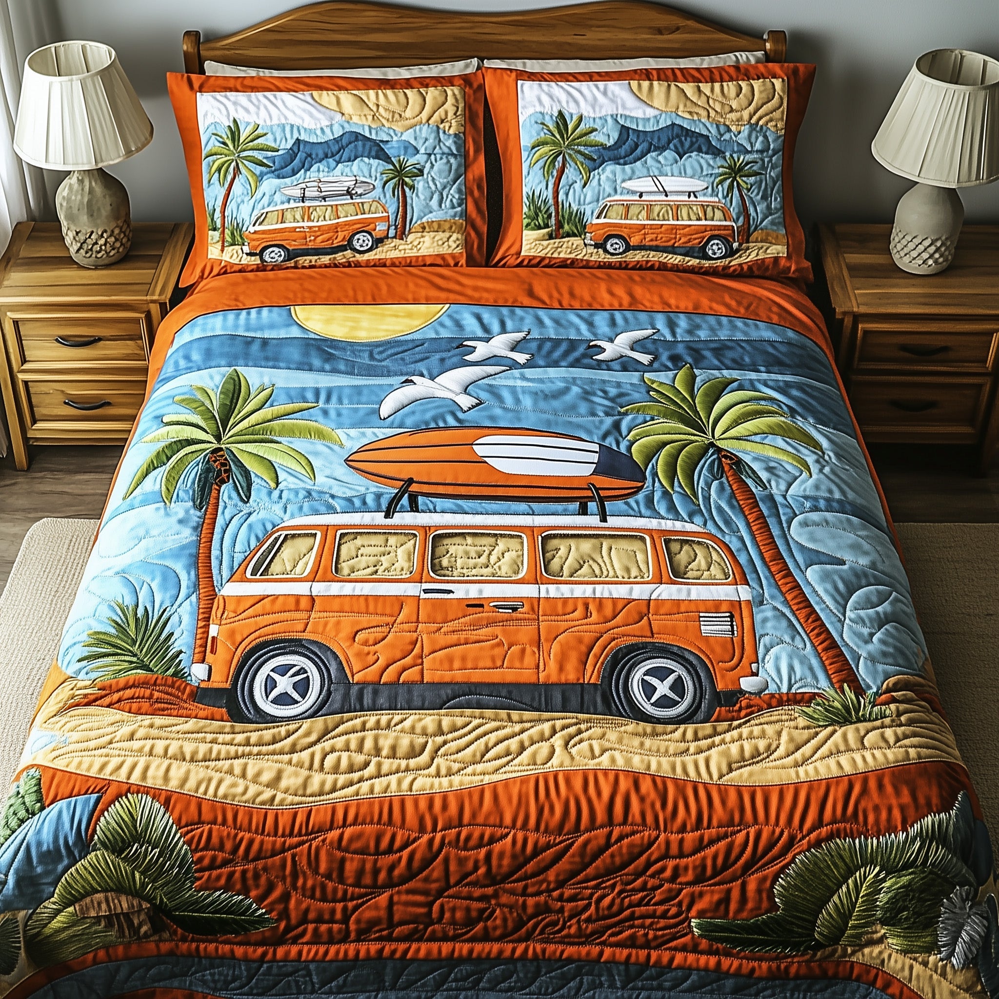 Hippie Van Quilted Bedding Set Ultimate Comfort(1)