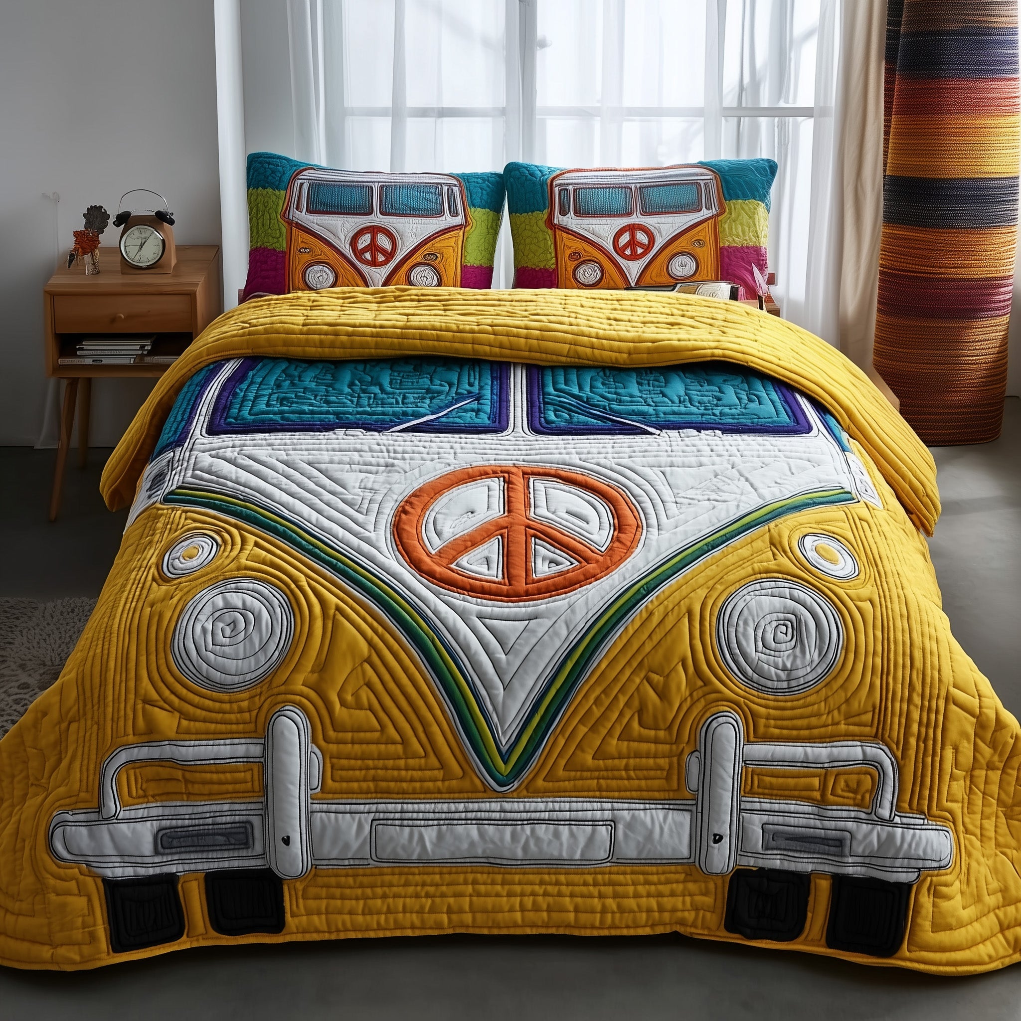 Hippie Van Quilted Bedding Set Ultimate Comfort