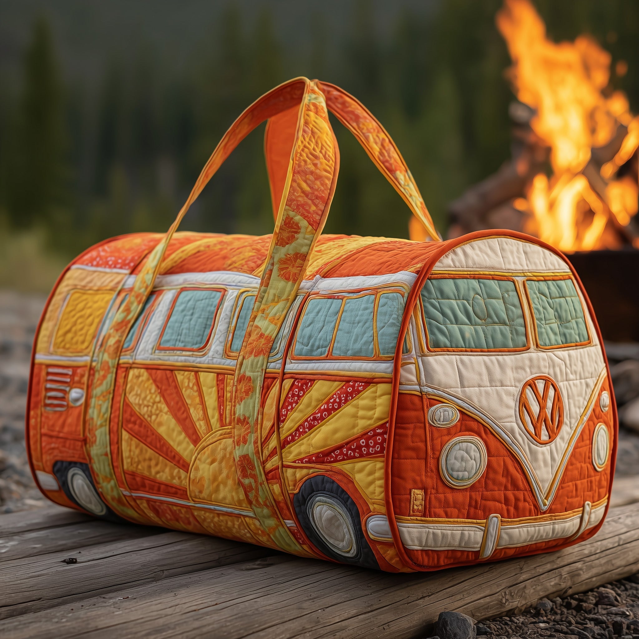 Hippie Van Quilted Duffle Bag Birthday Gift Idea(1)