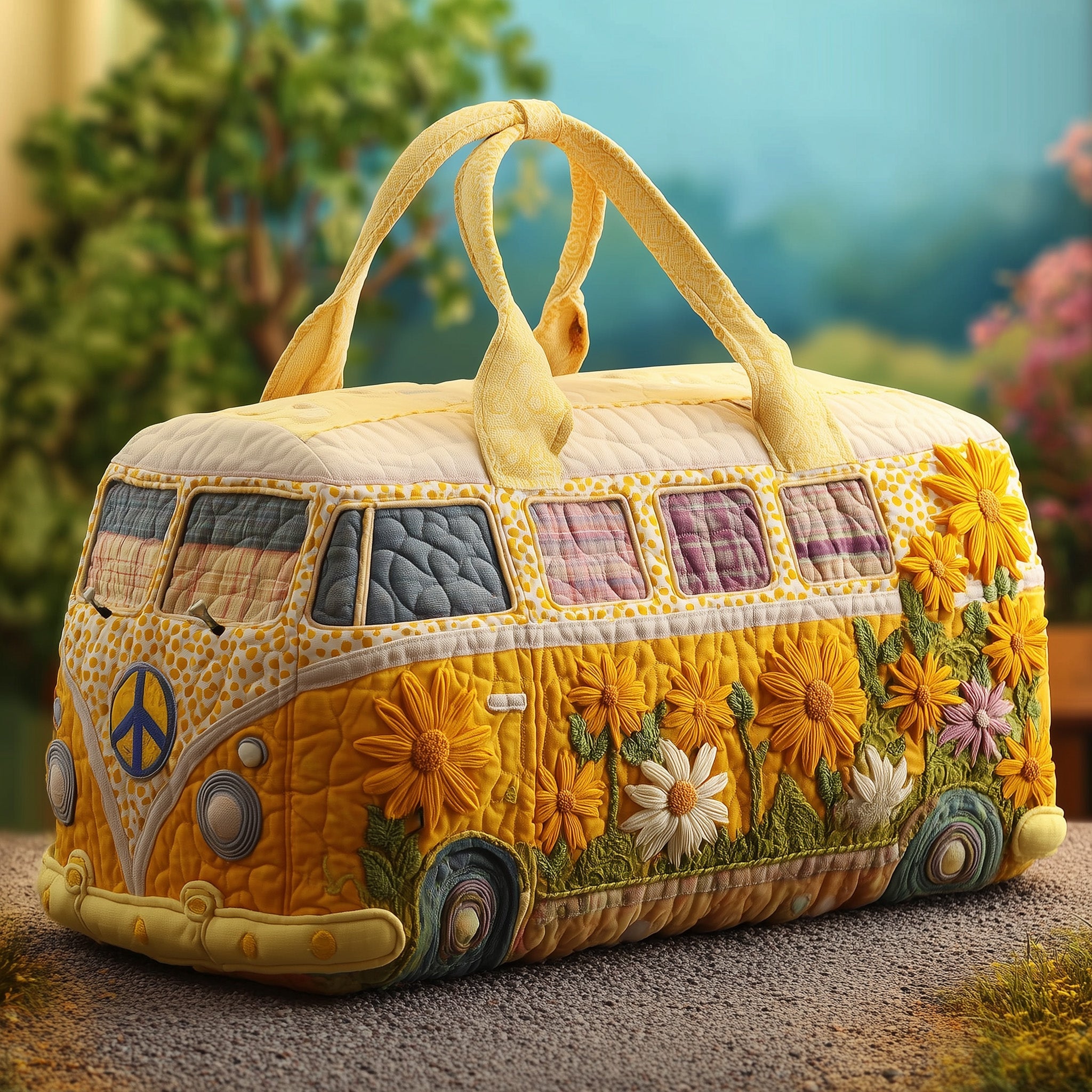 Hippie Van Quilted Duffle Bag Compact And Spacious