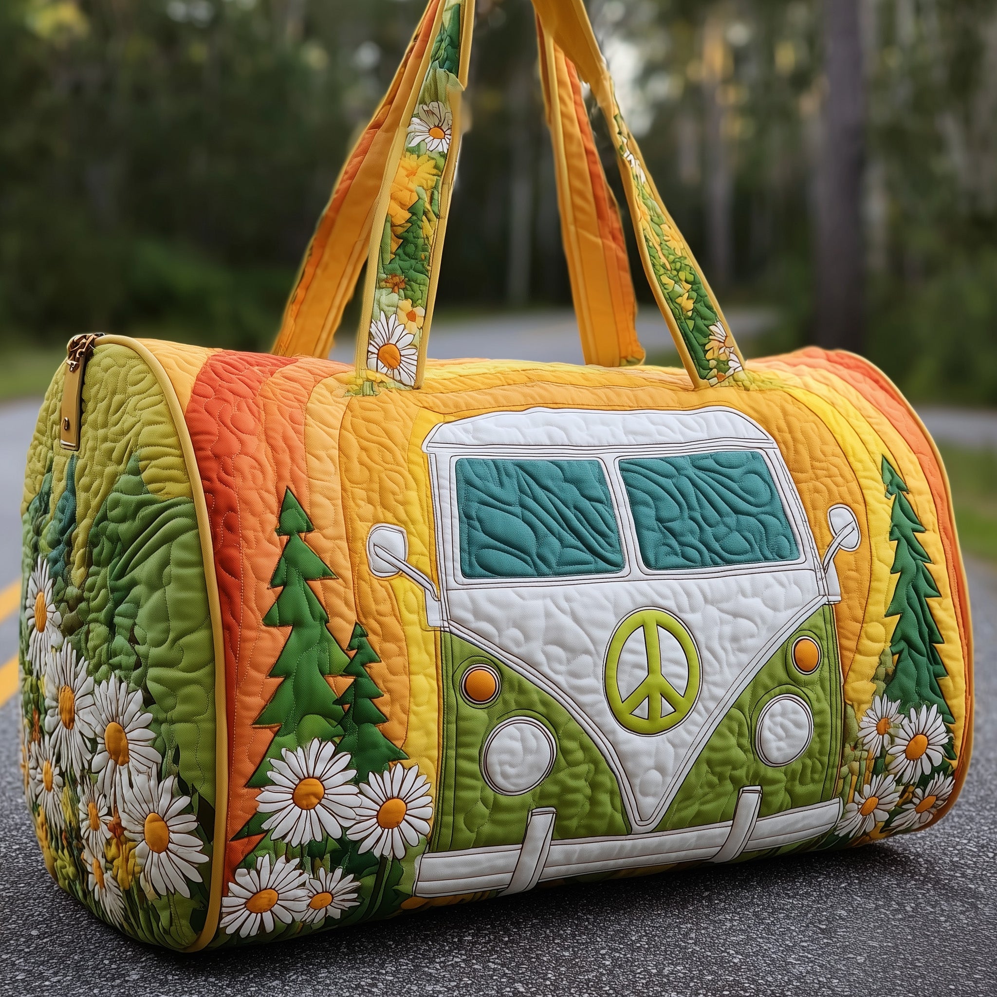 Hippie Van Quilted Duffle Bag Daily Essentials Organizer