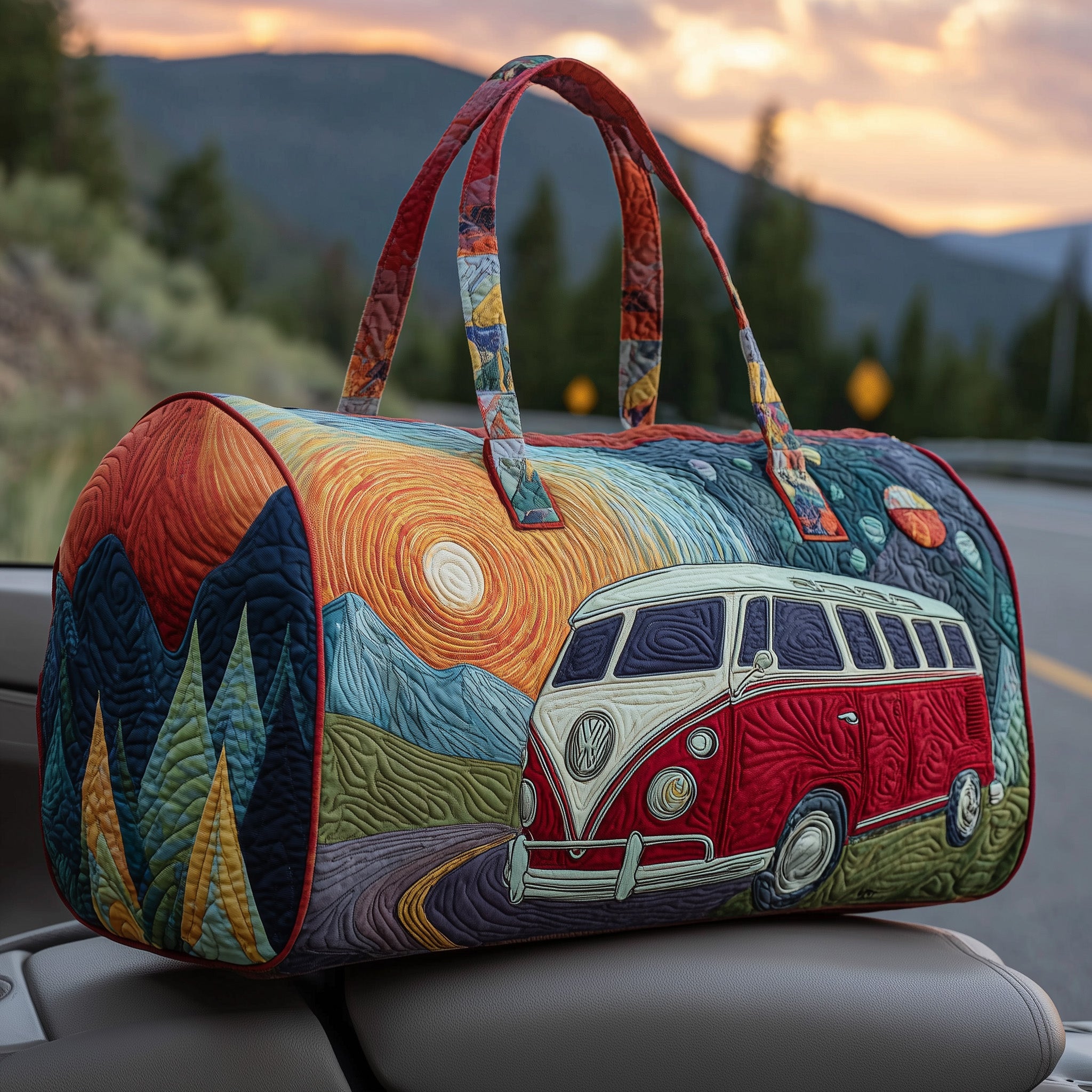 Hippie Van Quilted Duffle Bag Easter Gift Idea(1)