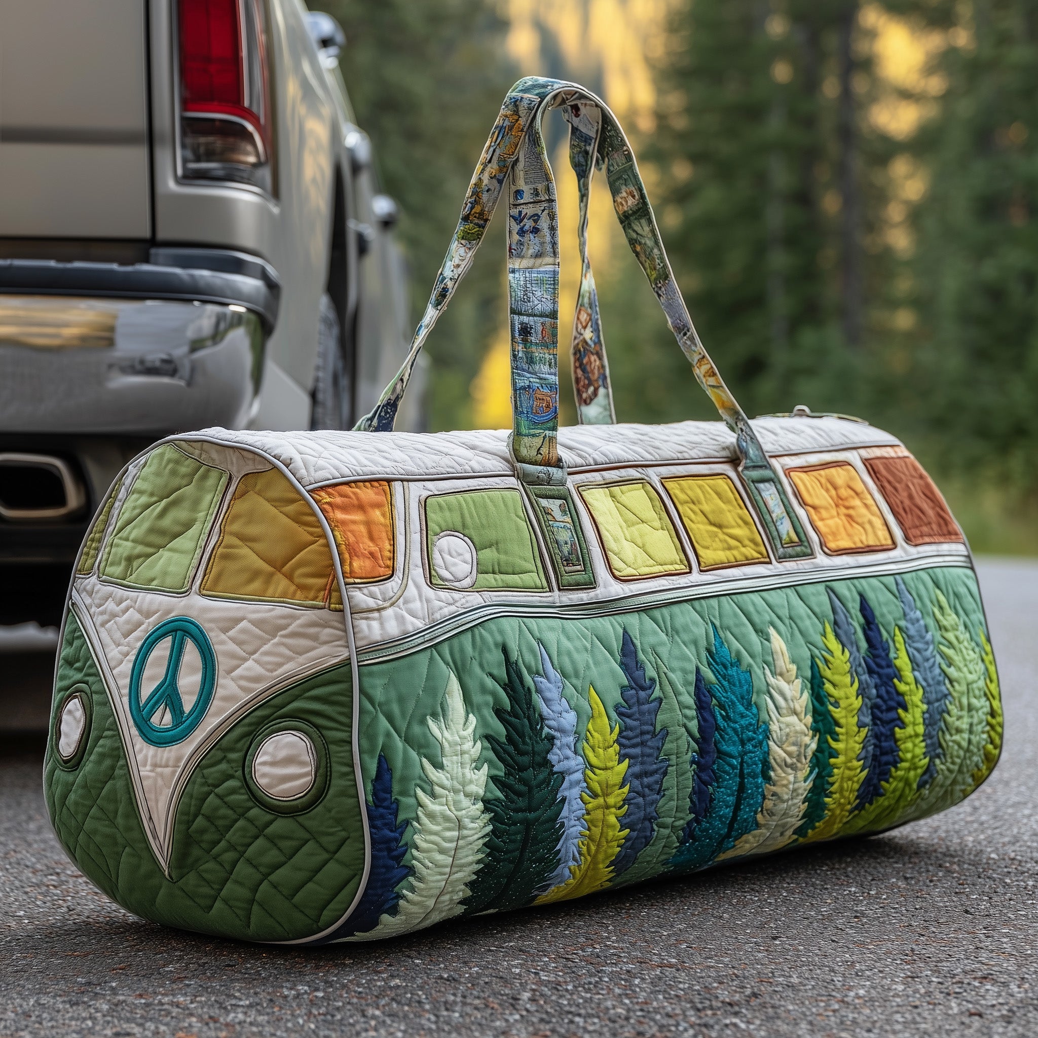 Hippie Van Quilted Duffle Bag Easter Gift Idea