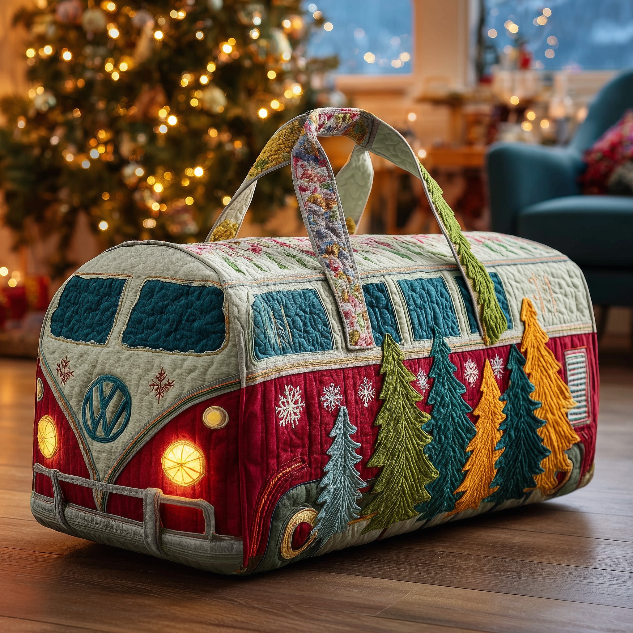 Hippie Van Quilted Duffle Bag Easy To Clean Surface