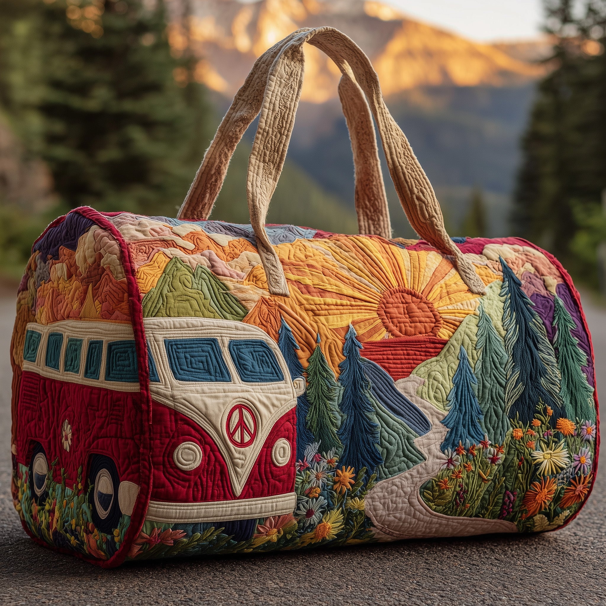 Hippie Van Quilted Duffle Bag Fall Gift Choice(1)