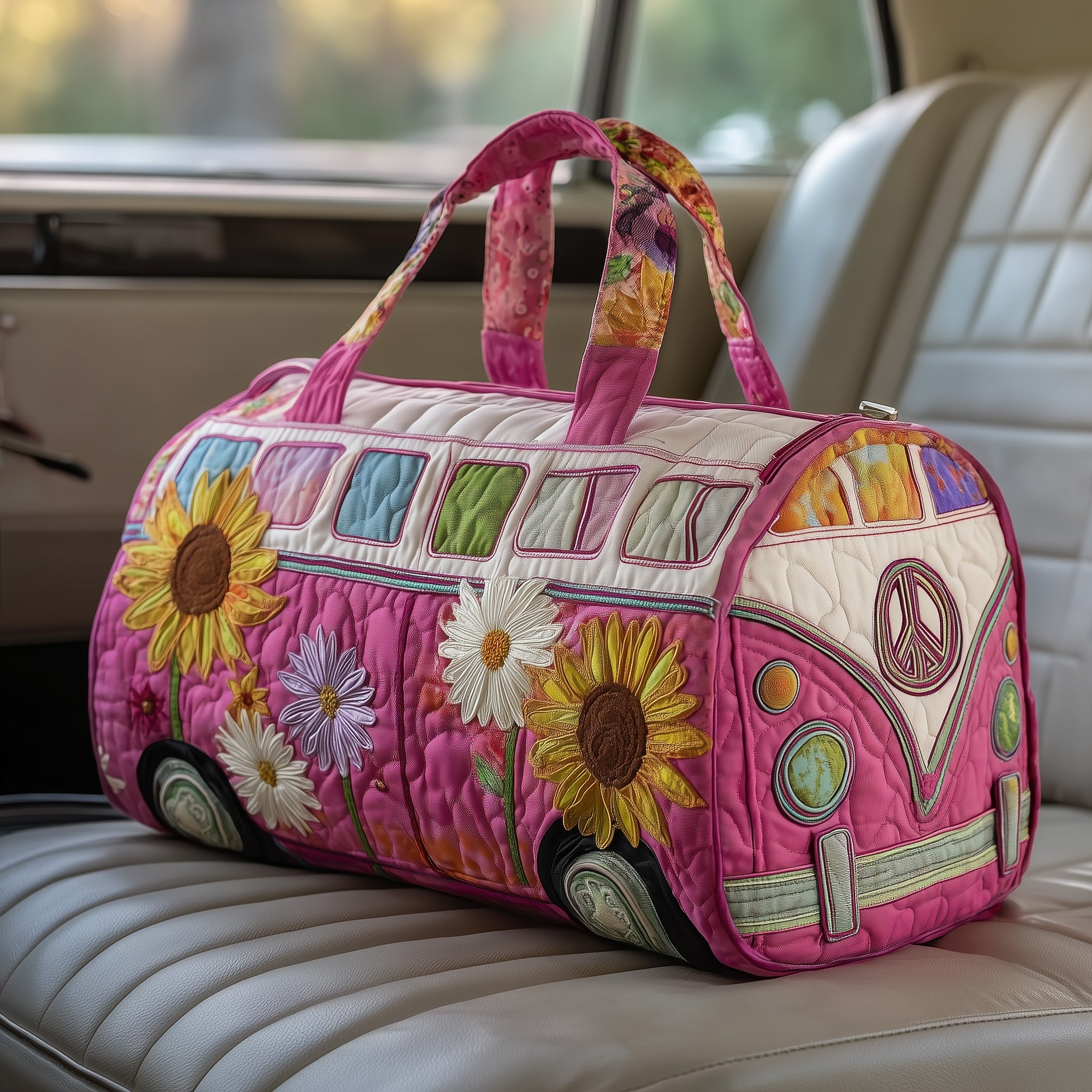 Hippie Van Quilted Duffle Bag Father's Day Gift Idea