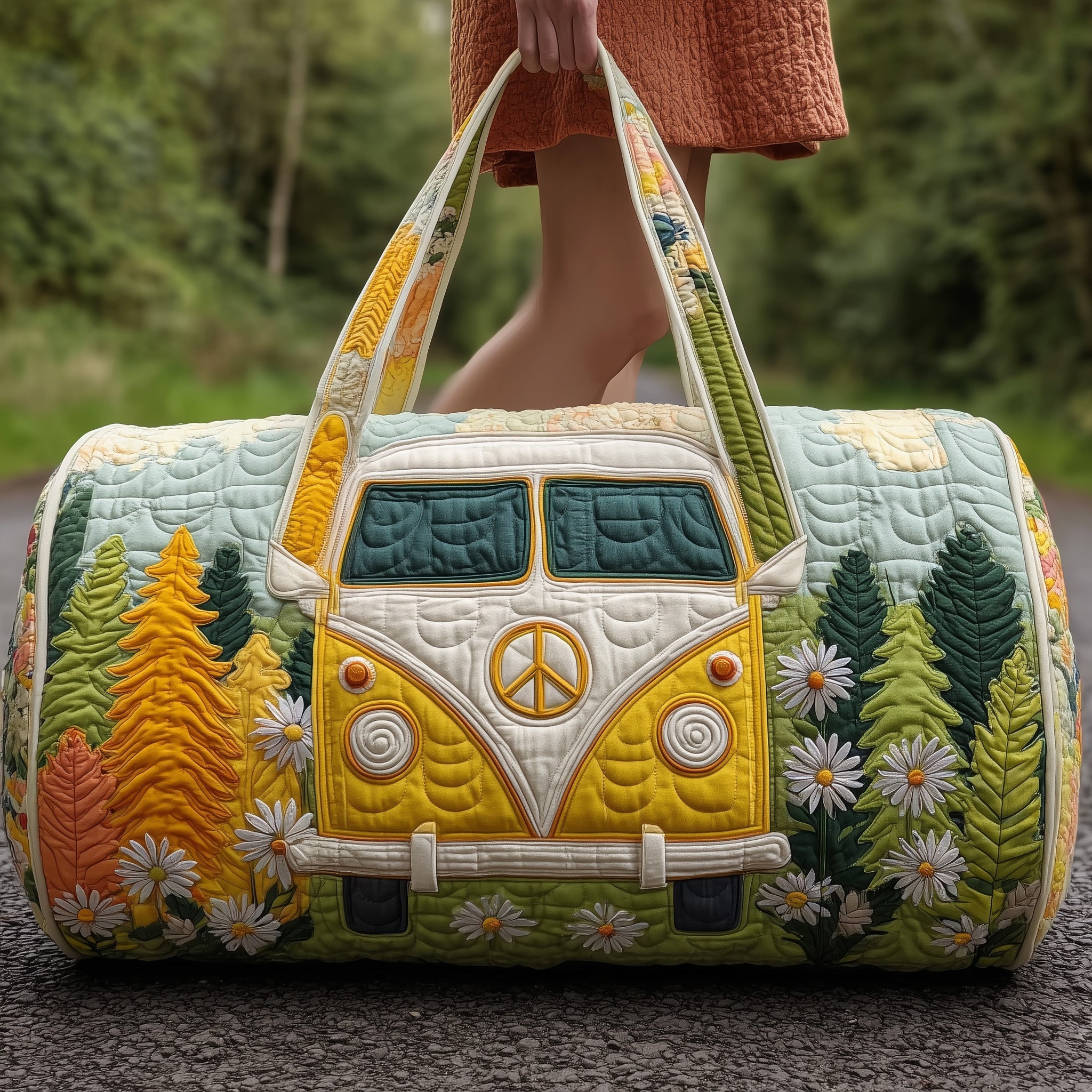 Hippie Van Quilted Duffle Bag For Carry On Use