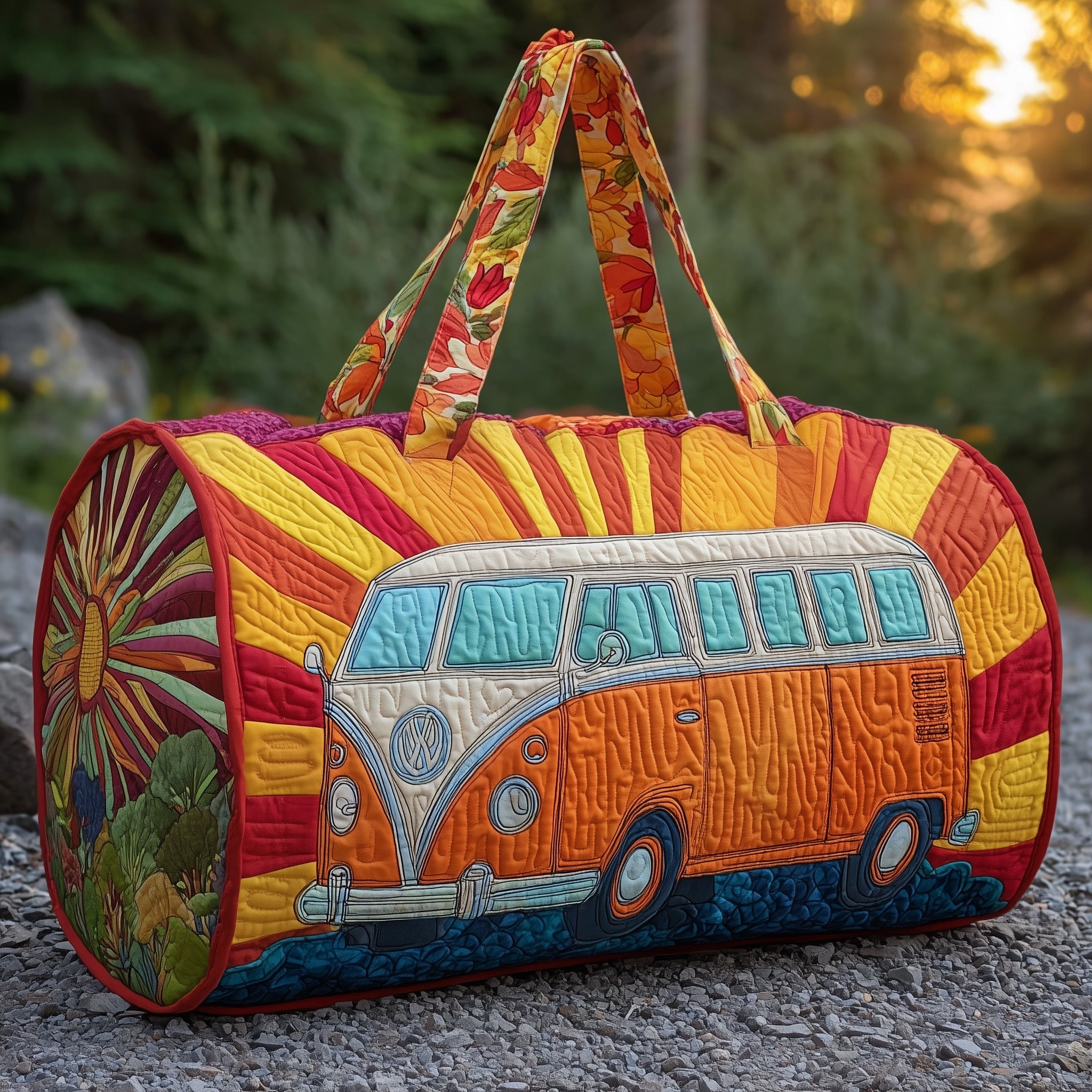 Hippie Van Quilted Duffle Bag Gift For Him(1)