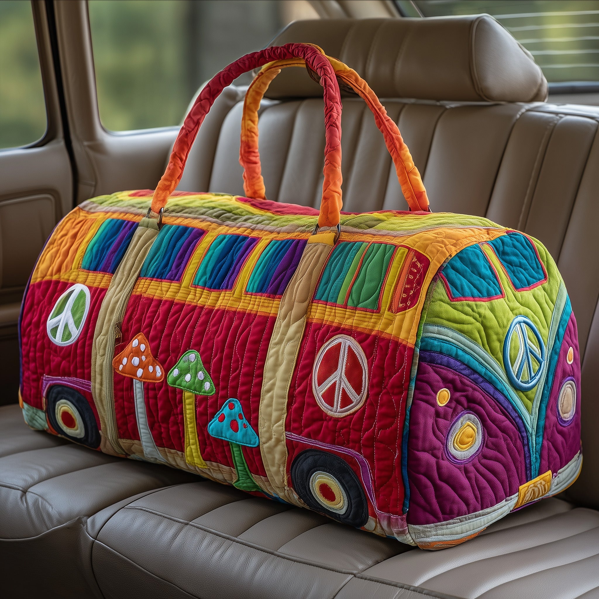 Hippie Van Quilted Duffle Bag Gift For Him