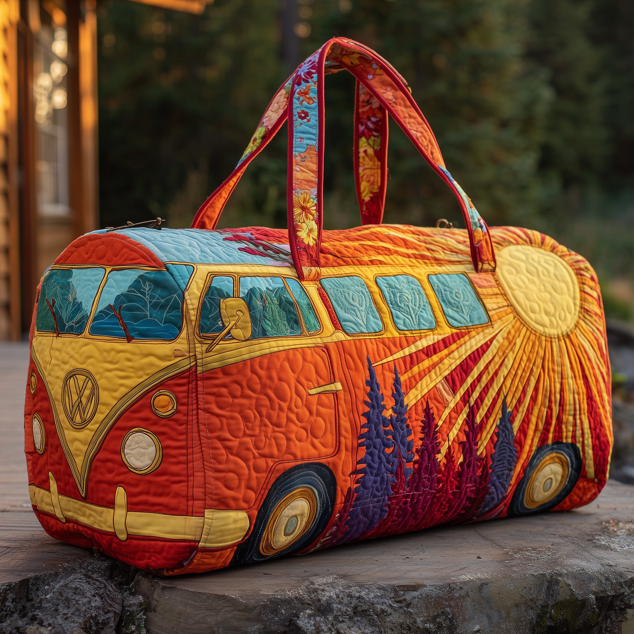 Hippie Van Quilted Duffle Bag Gift For Kids(1)