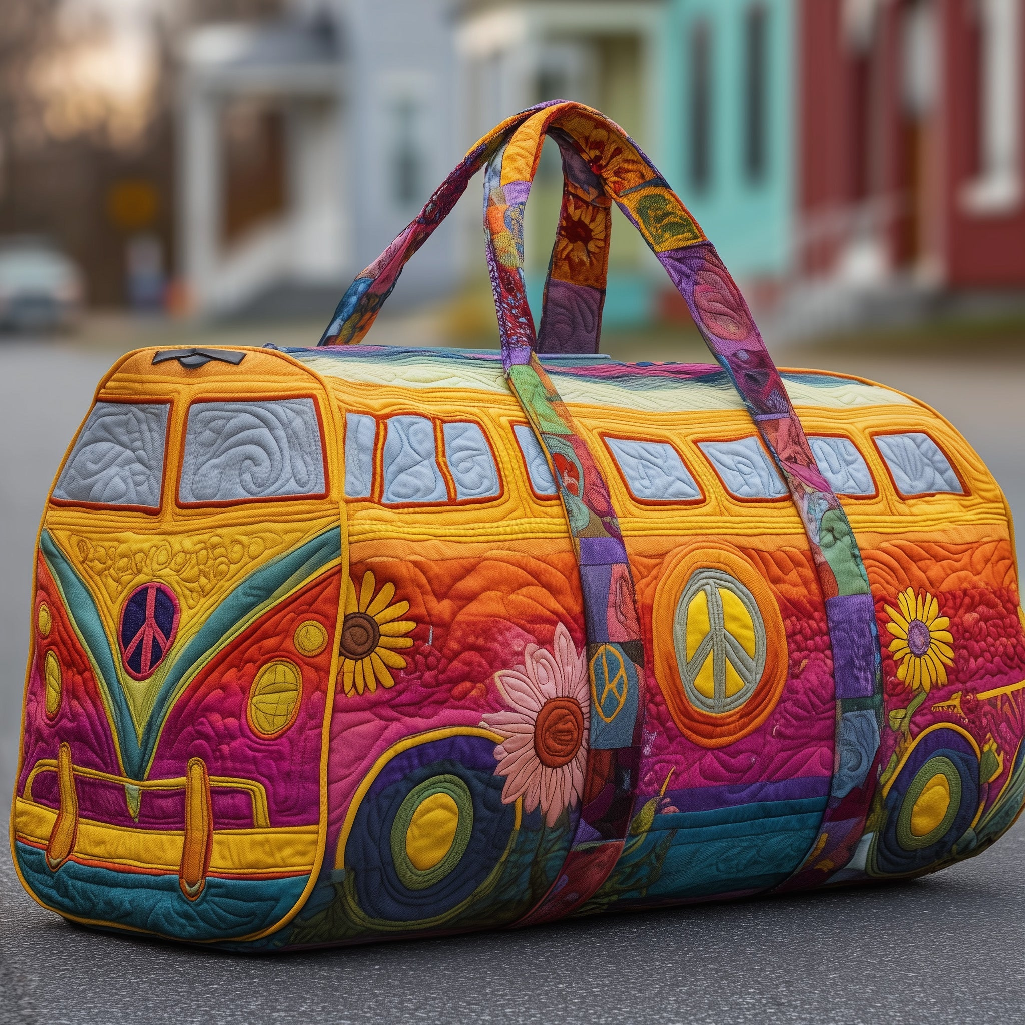 Hippie Van Quilted Duffle Bag Gift For Kids