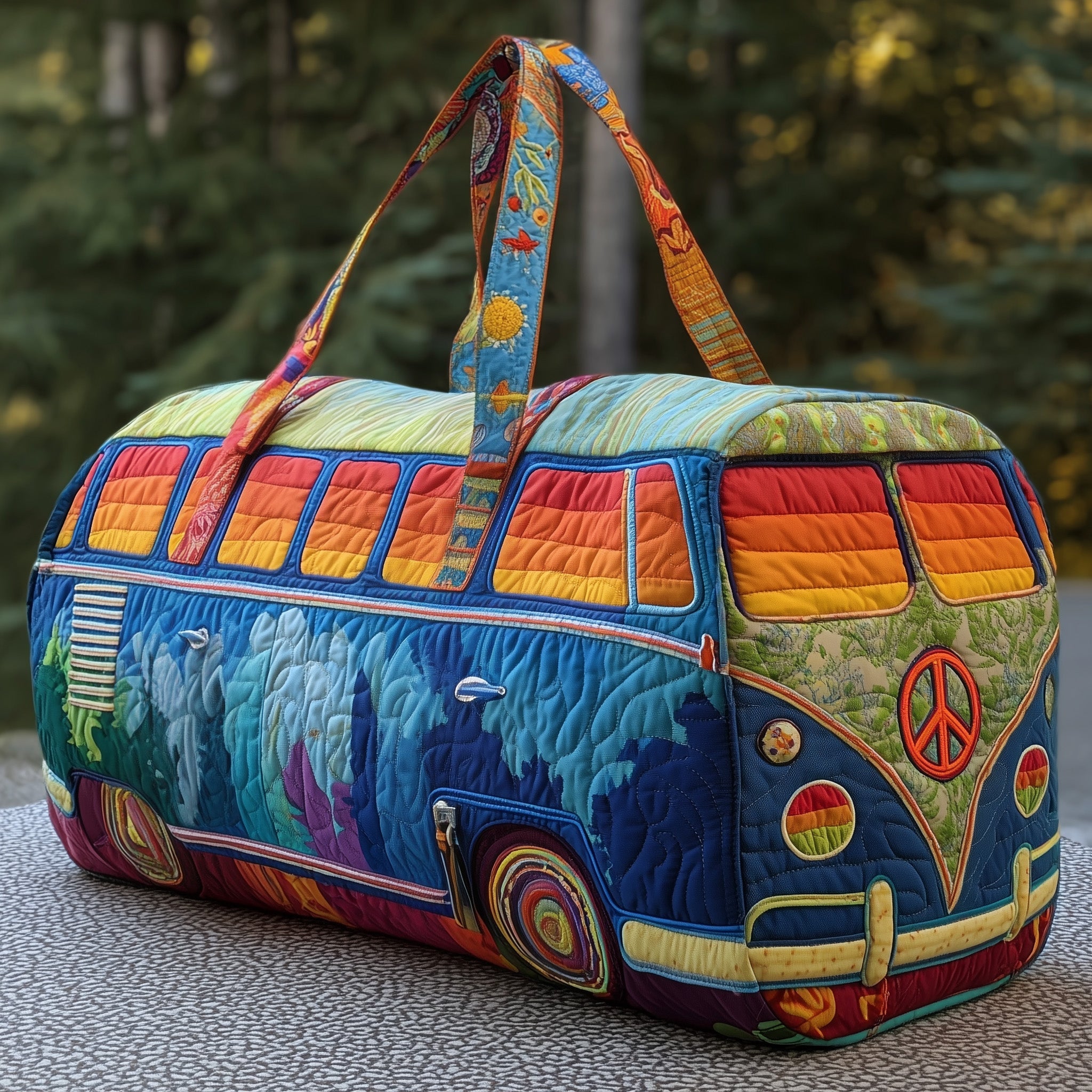 Hippie Van Quilted Duffle Bag Gift For Mom(1)