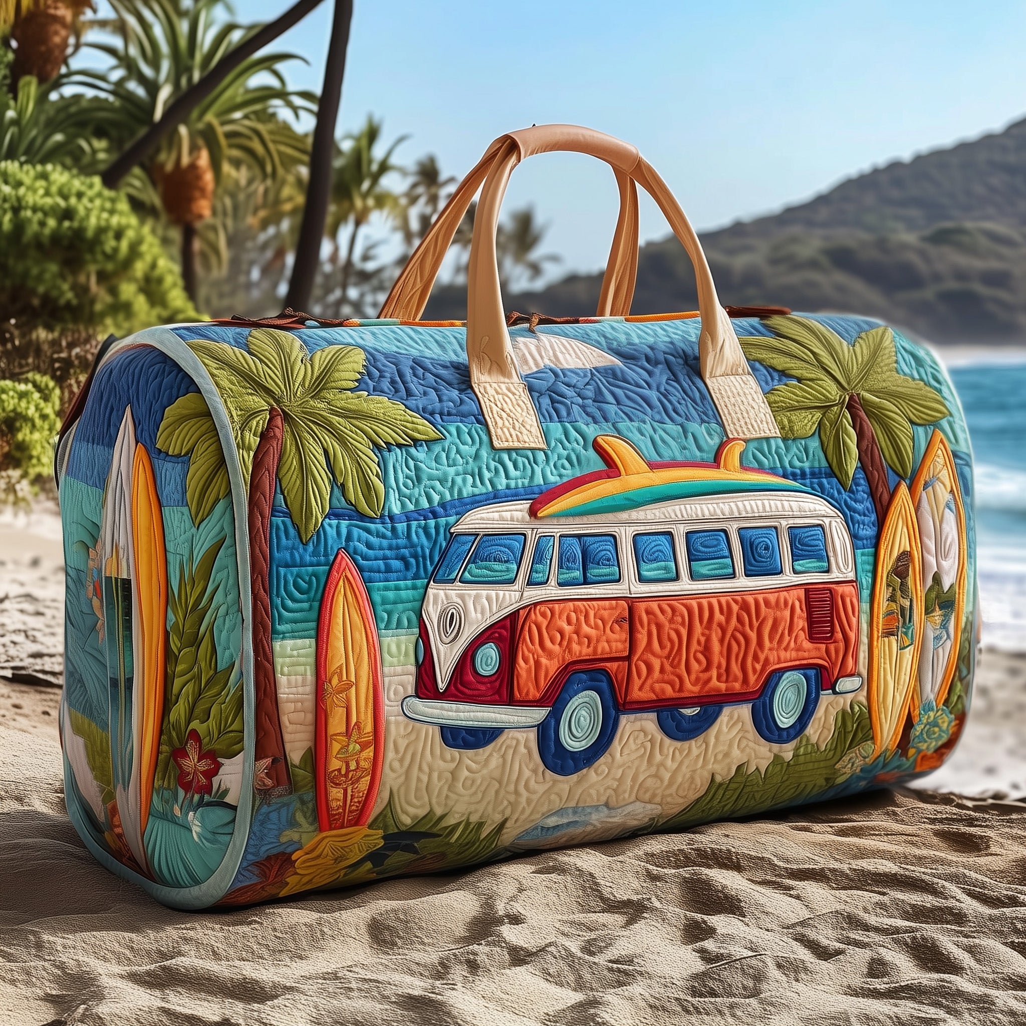 Hippie Van Quilted Duffle Bag Graduation Gift Idea(1)