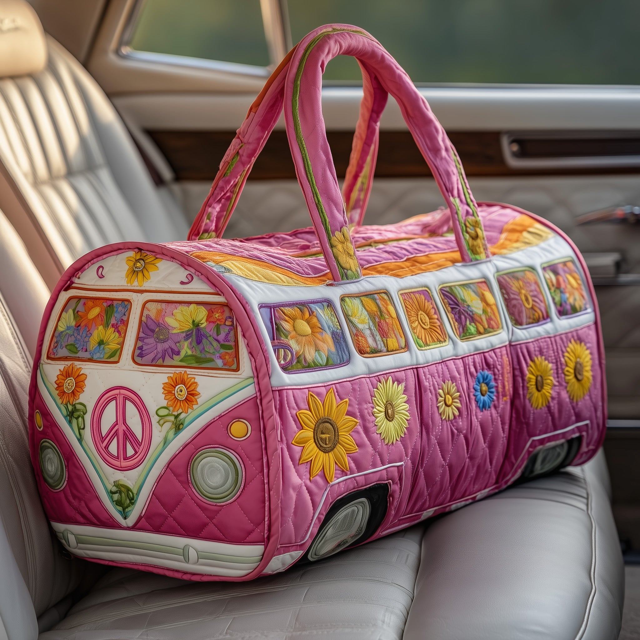 Hippie Van Quilted Duffle Bag Halloween Gift Idea