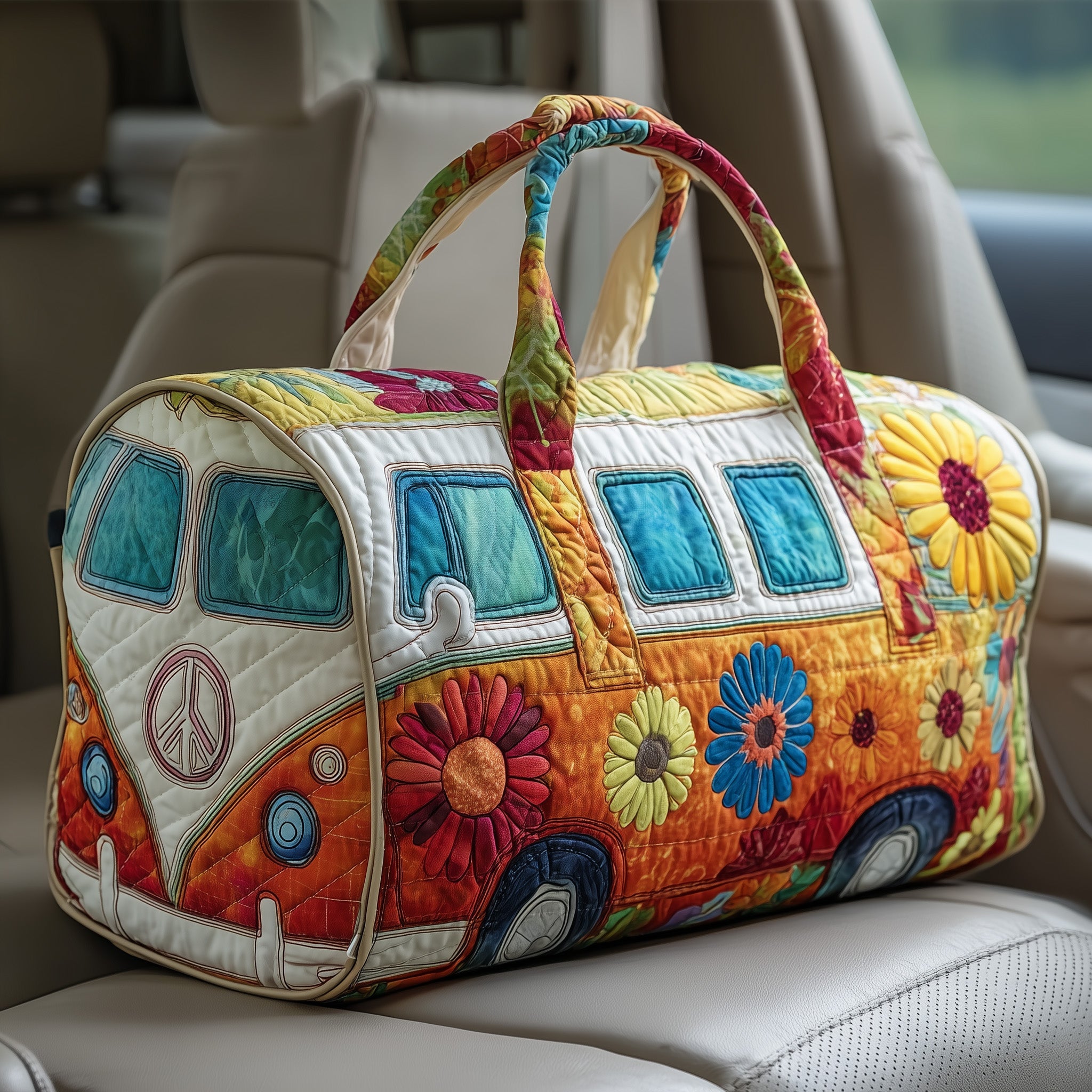 Hippie Van Quilted Duffle Bag Holiday Gift Idea