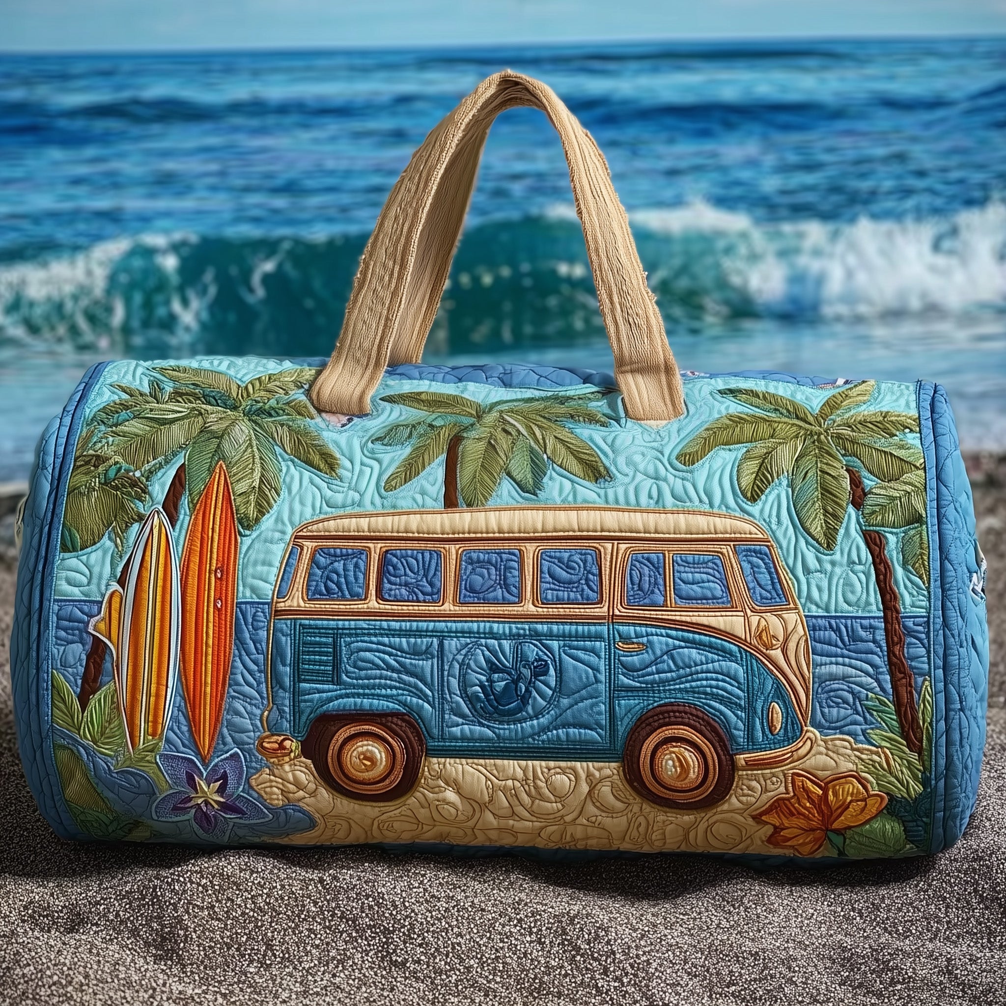 Hippie Van Quilted Duffle Bag Summer Vacation Essential(1)