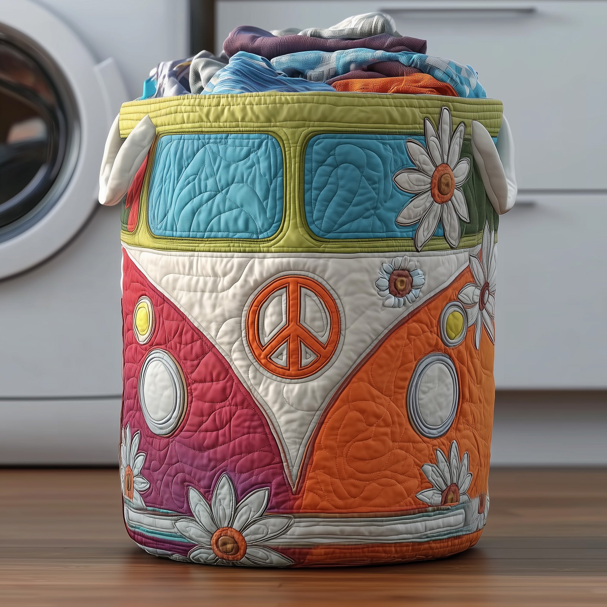 Hippie Van Quilted Laundry Basket Christmas Gift Ideas For Hippies