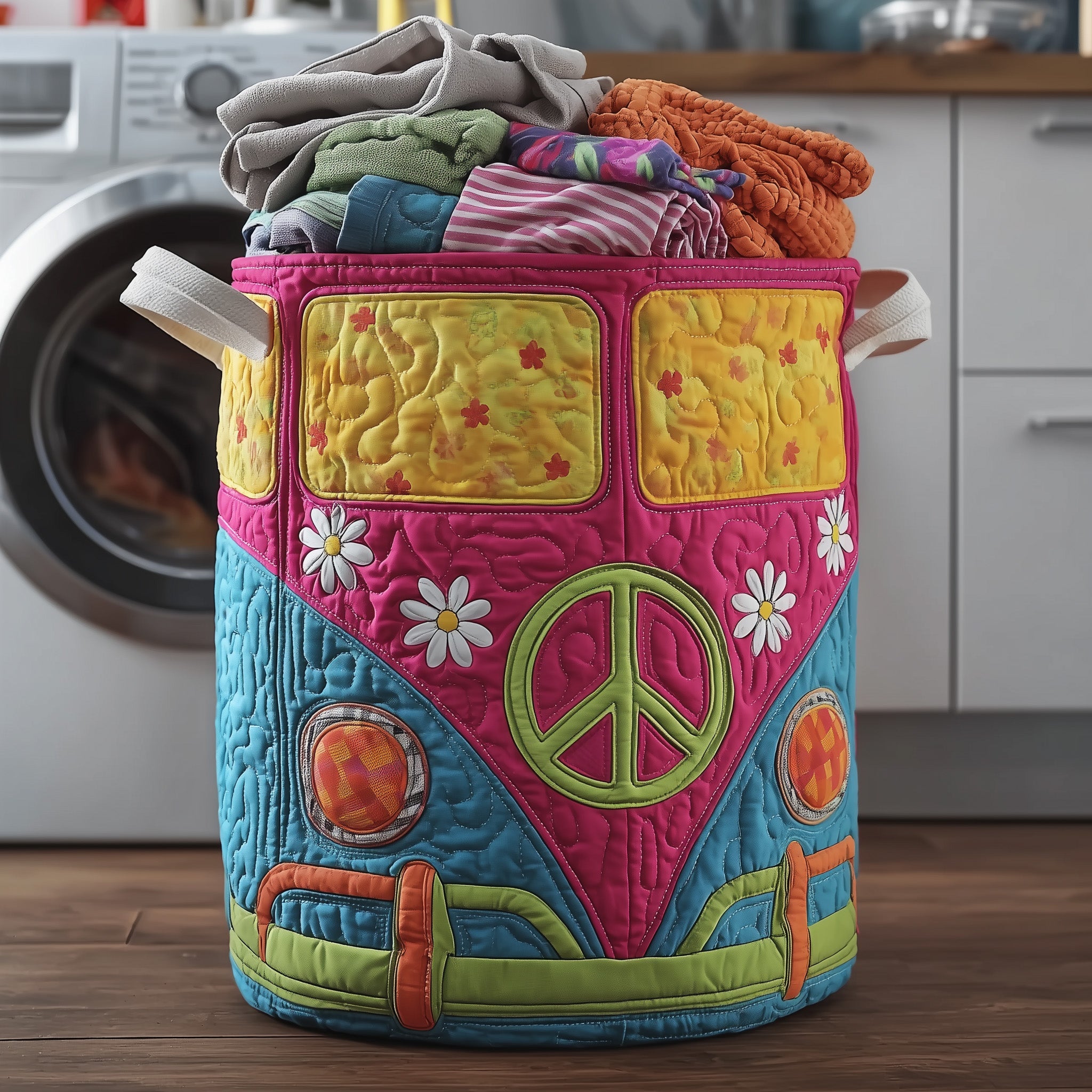 Hippie Van Quilted Laundry Basket Gift Idea For Busy Families