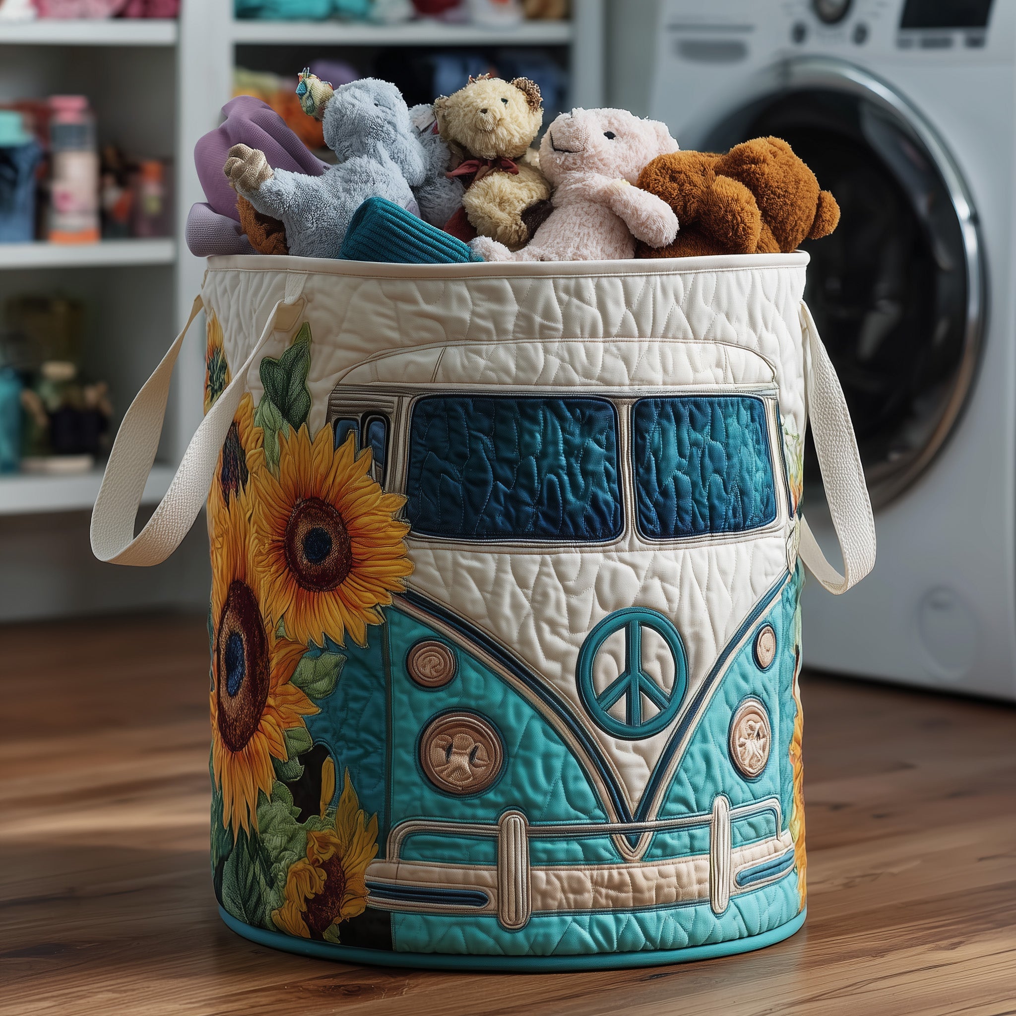 Hippie Van Quilted Laundry Basket Gifts For Hippie Boyfriend