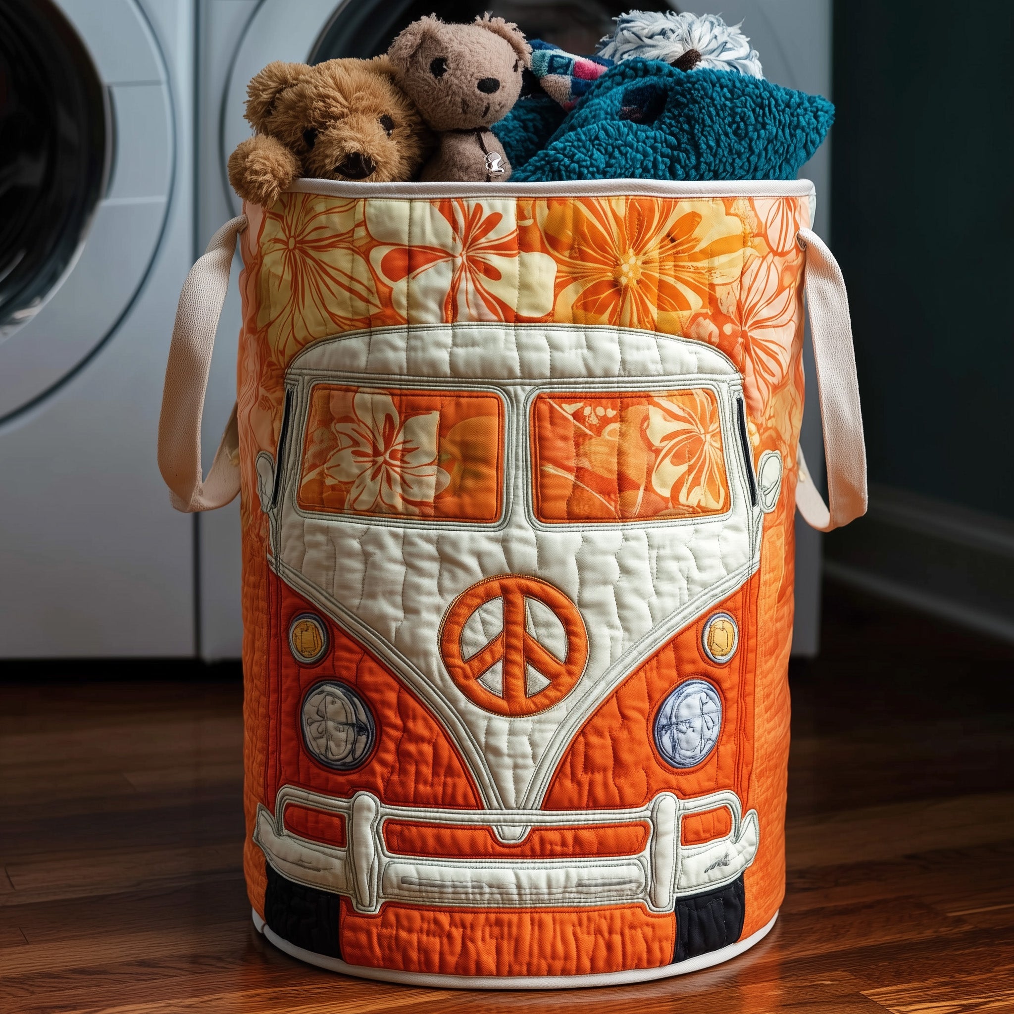 Hippie Van Quilted Laundry Basket Gifts For Hippie Couples