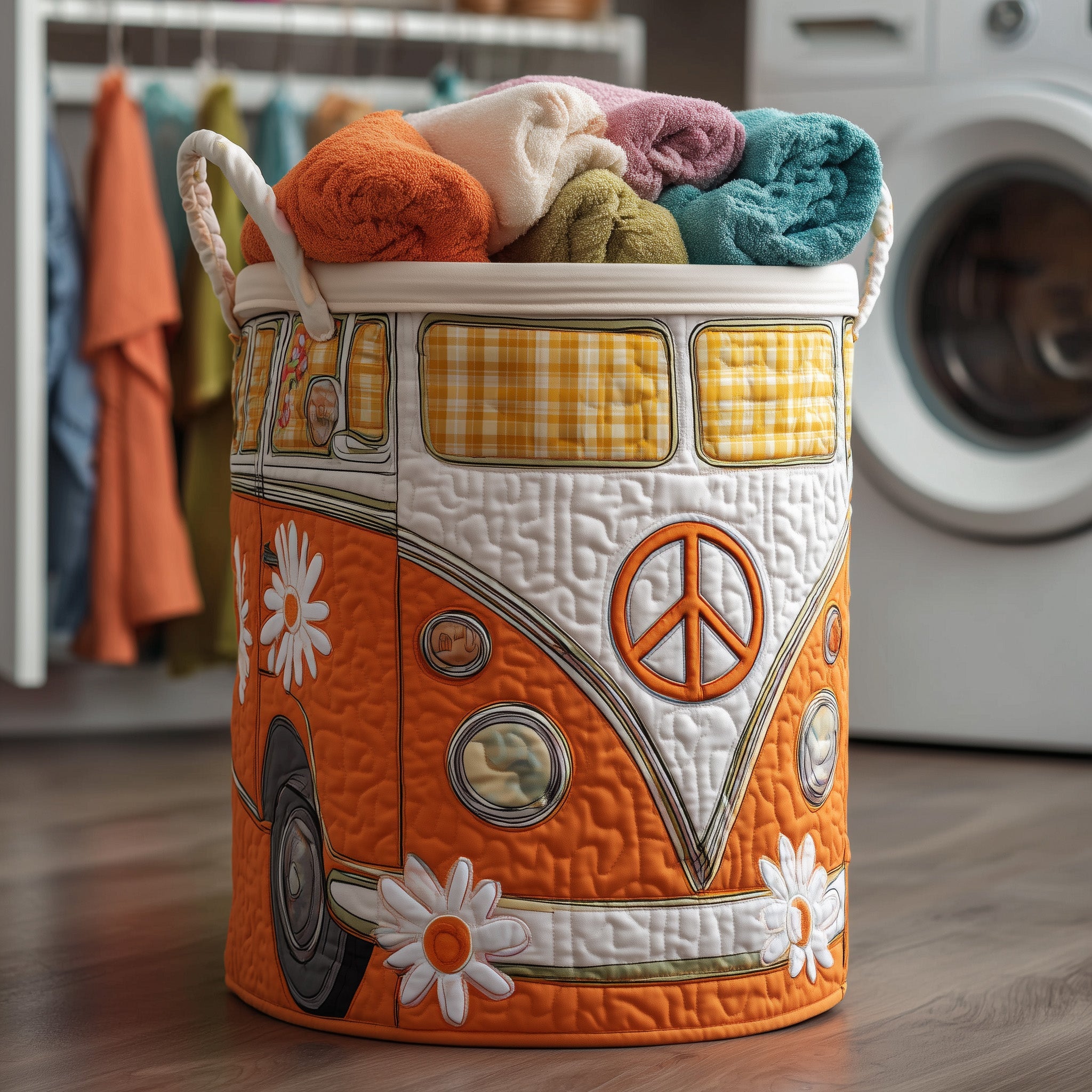 Hippie Van Quilted Laundry Basket Great Idea For New Home