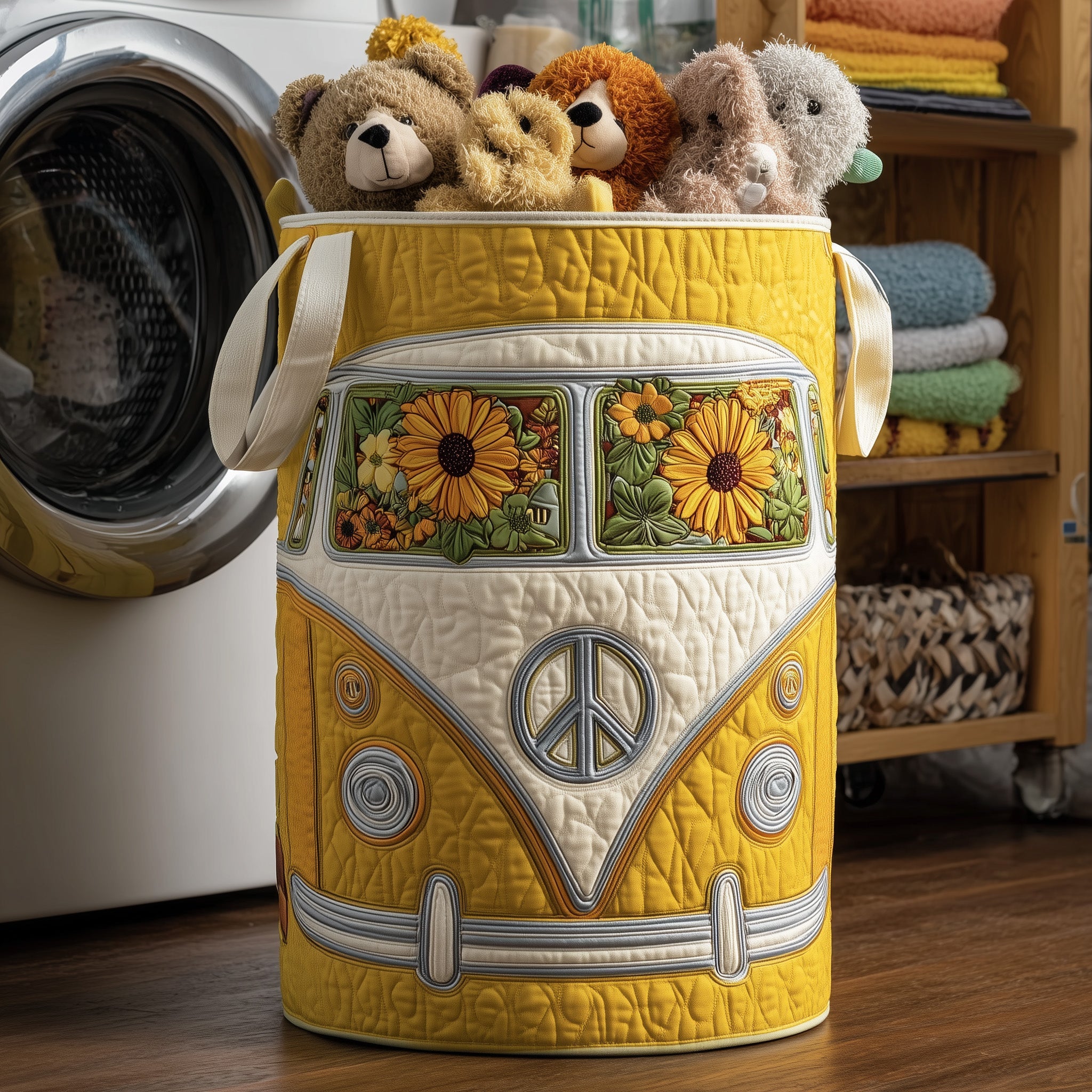 Hippie Van Quilted Laundry Basket Hippie Gifts For Her