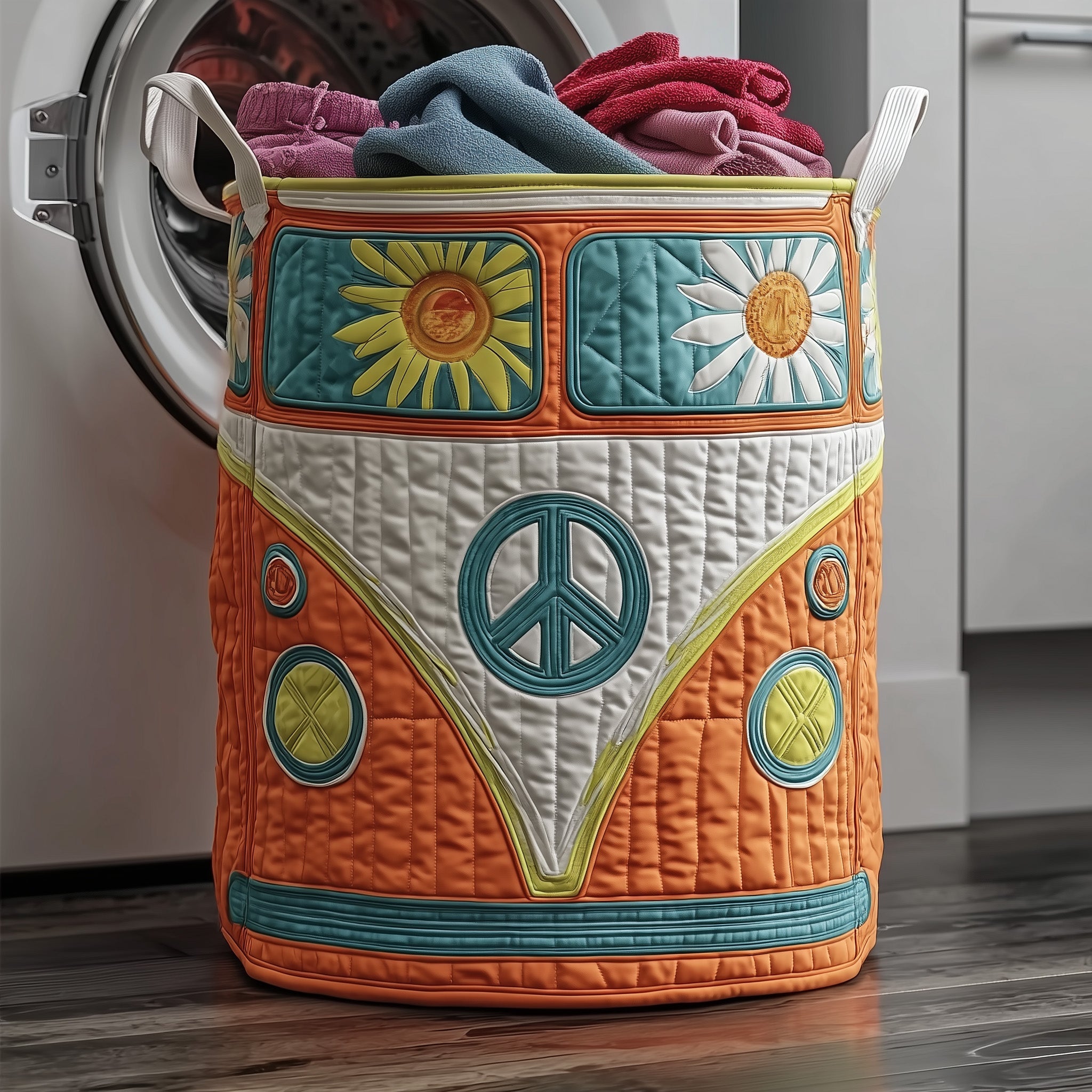Hippie Van Quilted Laundry Basket Hippie Gifts Ideas For Her