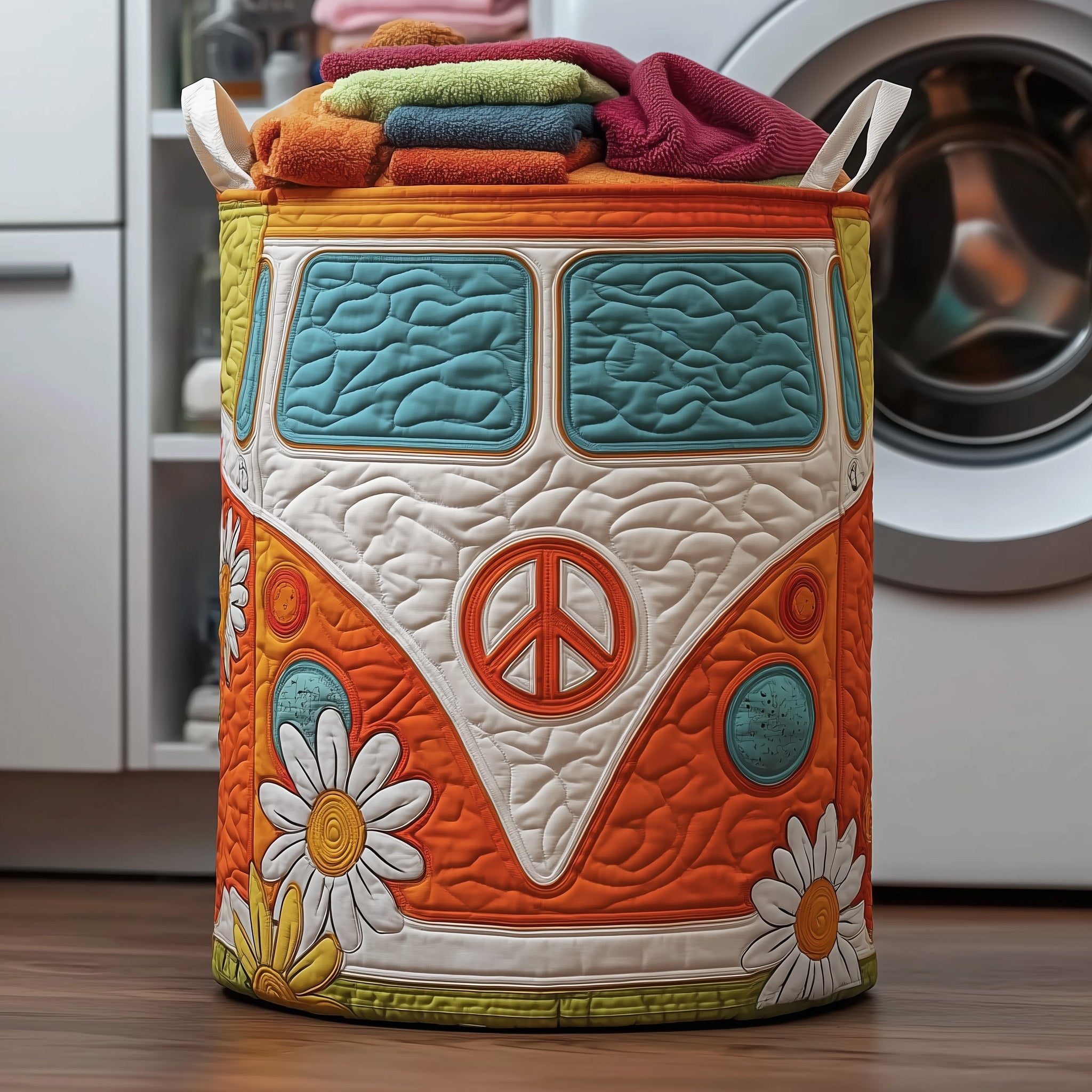 Hippie Van Quilted Laundry Basket Hippie Style Gifts