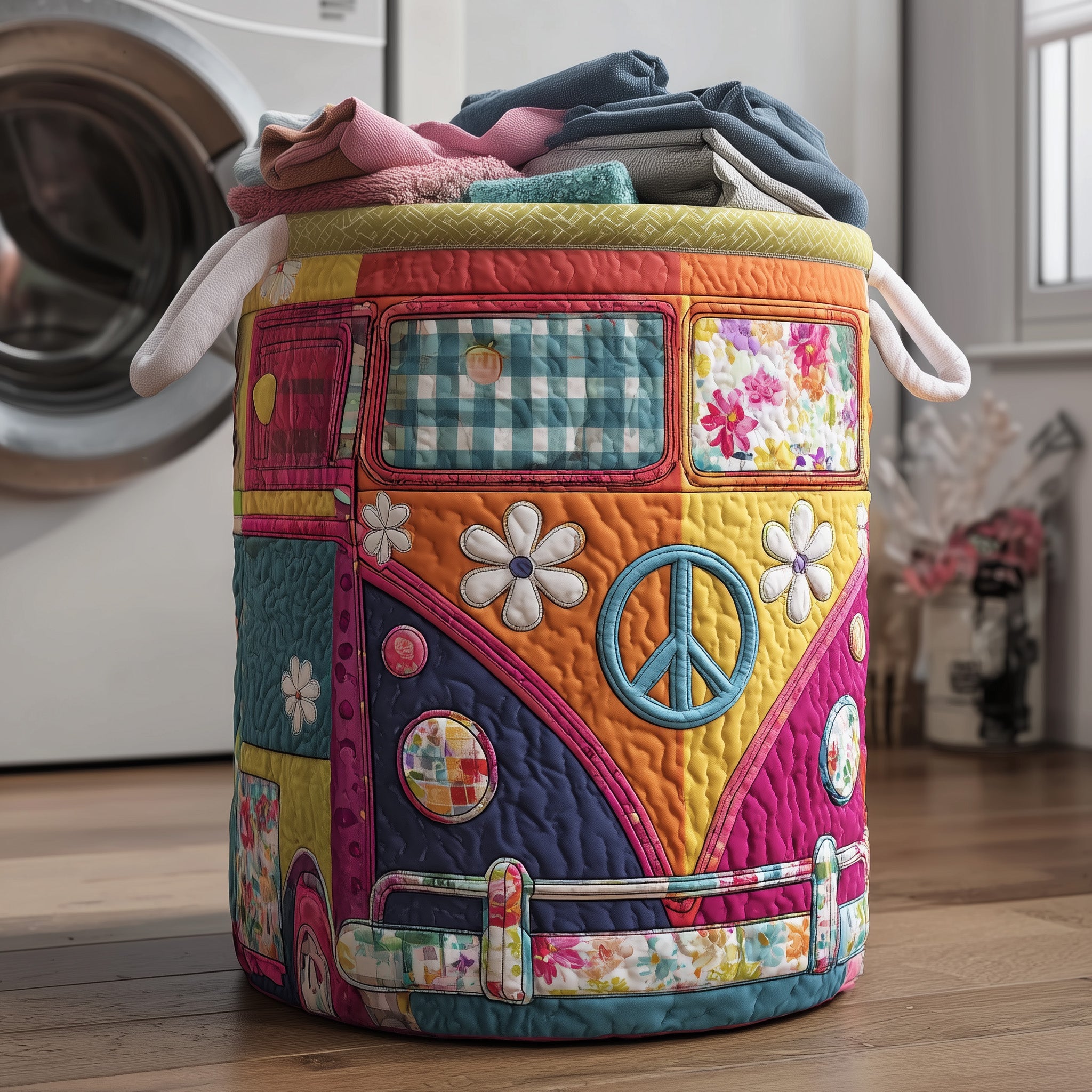 Hippie Van Quilted Laundry Basket Spring Merch Pick