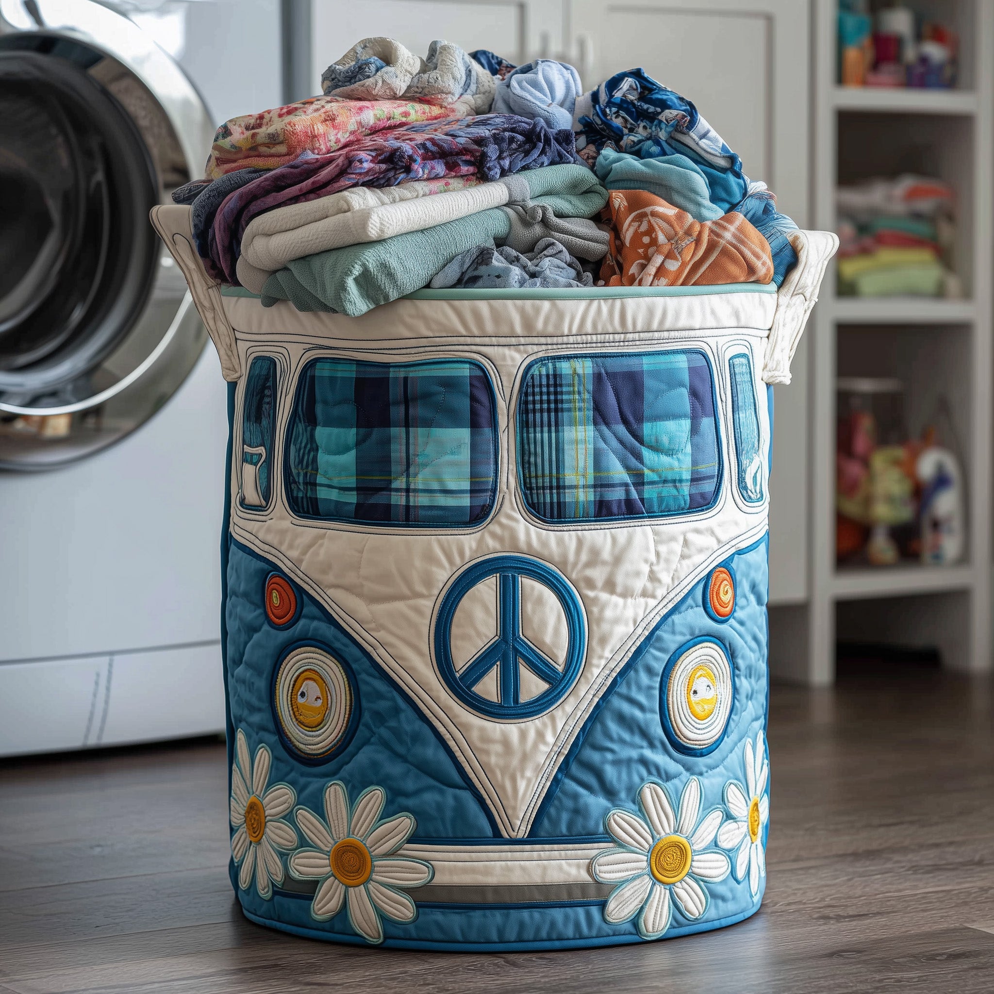 Hippie Van Quilted Laundry Basket Unique Gift For Laundry Lovers