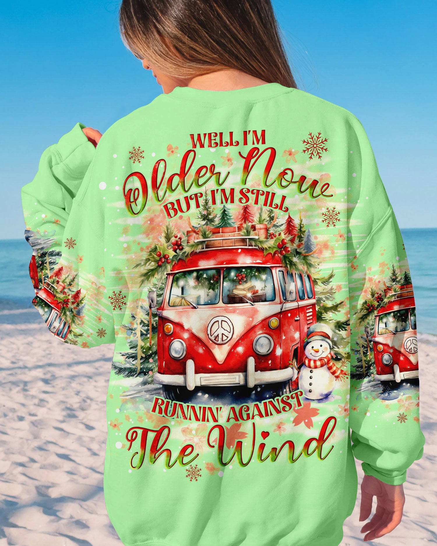 Hippie Van Runnin Against The Wind Sweatshirt Cute Christmas Cloting Hippie Presents