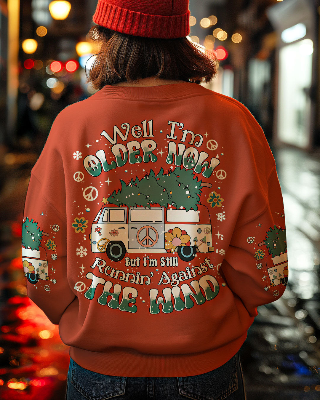 Hippie Van Running Against The Wind Sweatshirt Christmas Merch Gifts For Sister