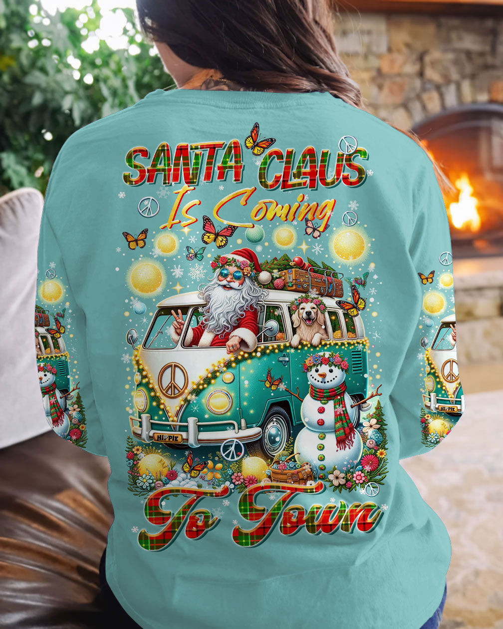 Hippie Van Santa Claus Is Coming Sweatshirt Cute Clothes Best Christmas Gifts For Her