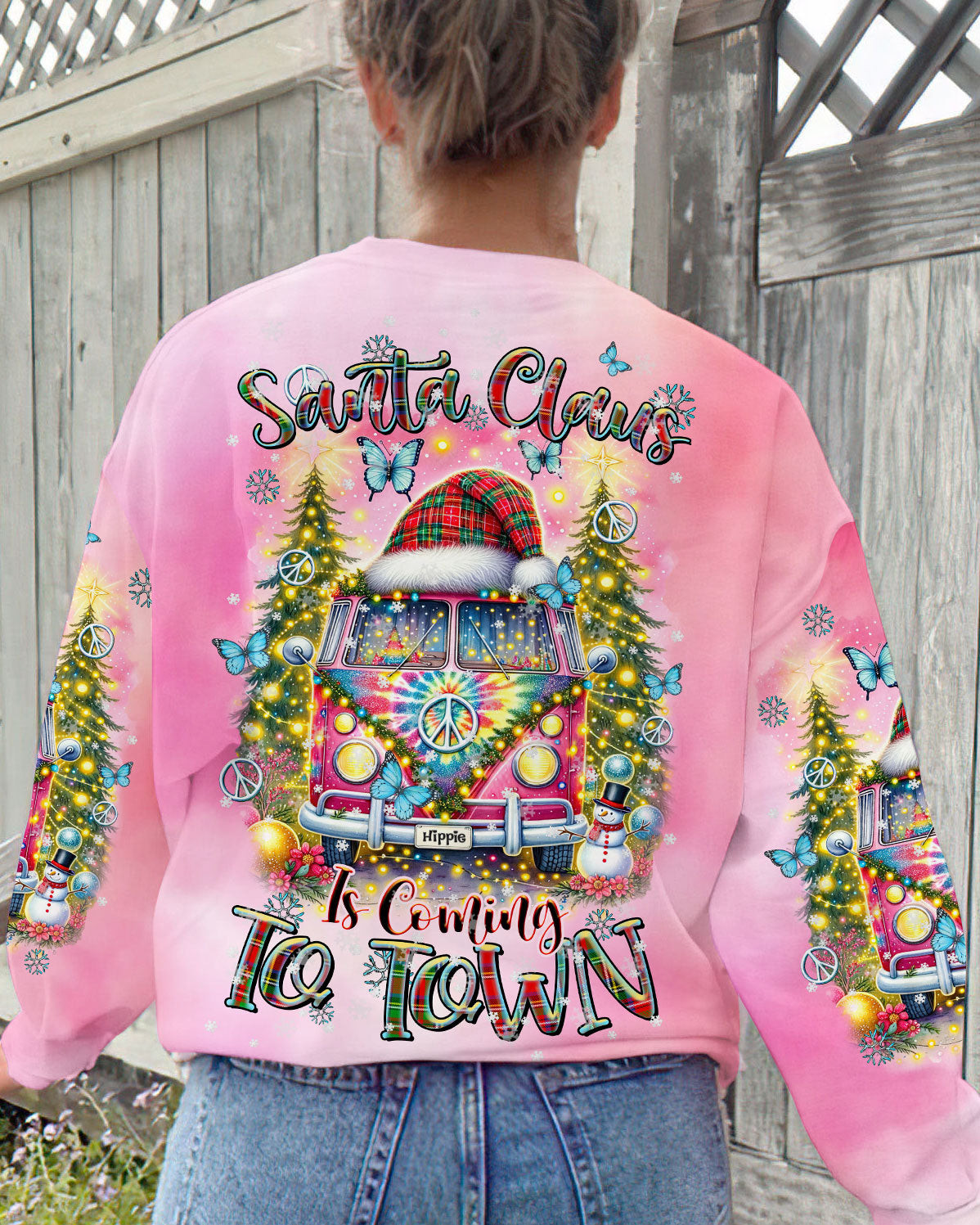Hippie Van Santa Claus Is Coming To Town Sweatshirt Cute Christmas Shirt Gifts For Hippie Women