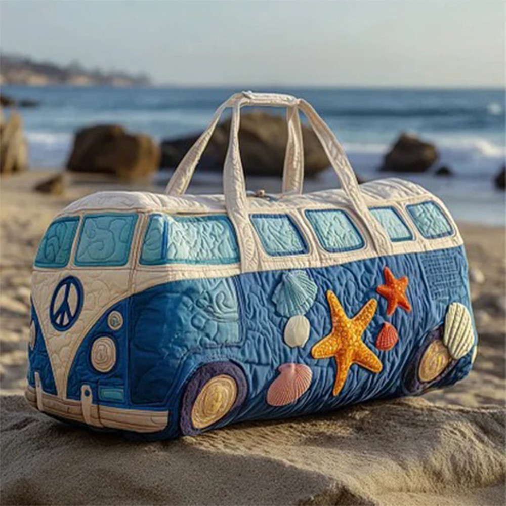 Hippie Vibe Oceanic Style Quilted Duffle Bag Hippie Festival Merch Peace Lover Gift For Ocean Lovers