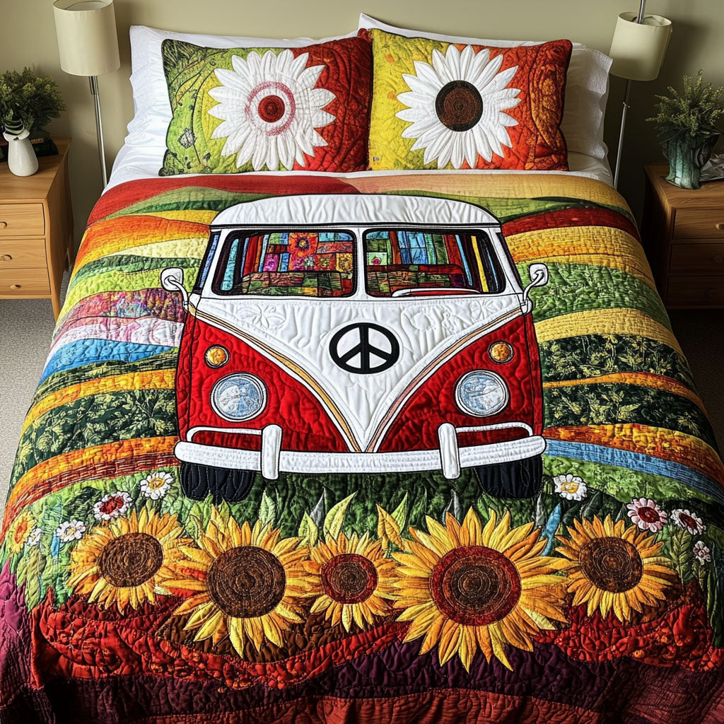 Hippie Wheels Quilted Bedding Set Bedroom Decor Ideas Best Gifts For The Hippie In Your Life