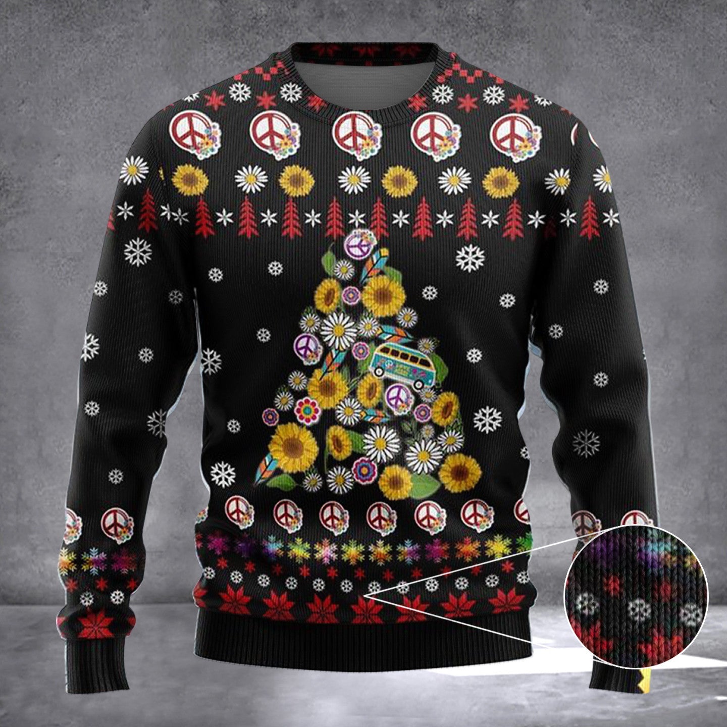 Hippie Xmas Tree Ugly Christmas Sweater Merry Xmas Holiday Sweaters 2024 Gifts Hippie Xmas Tree Ugly Christmas Sweater Merry Xmas Holiday Sweaters 2024 Gifts