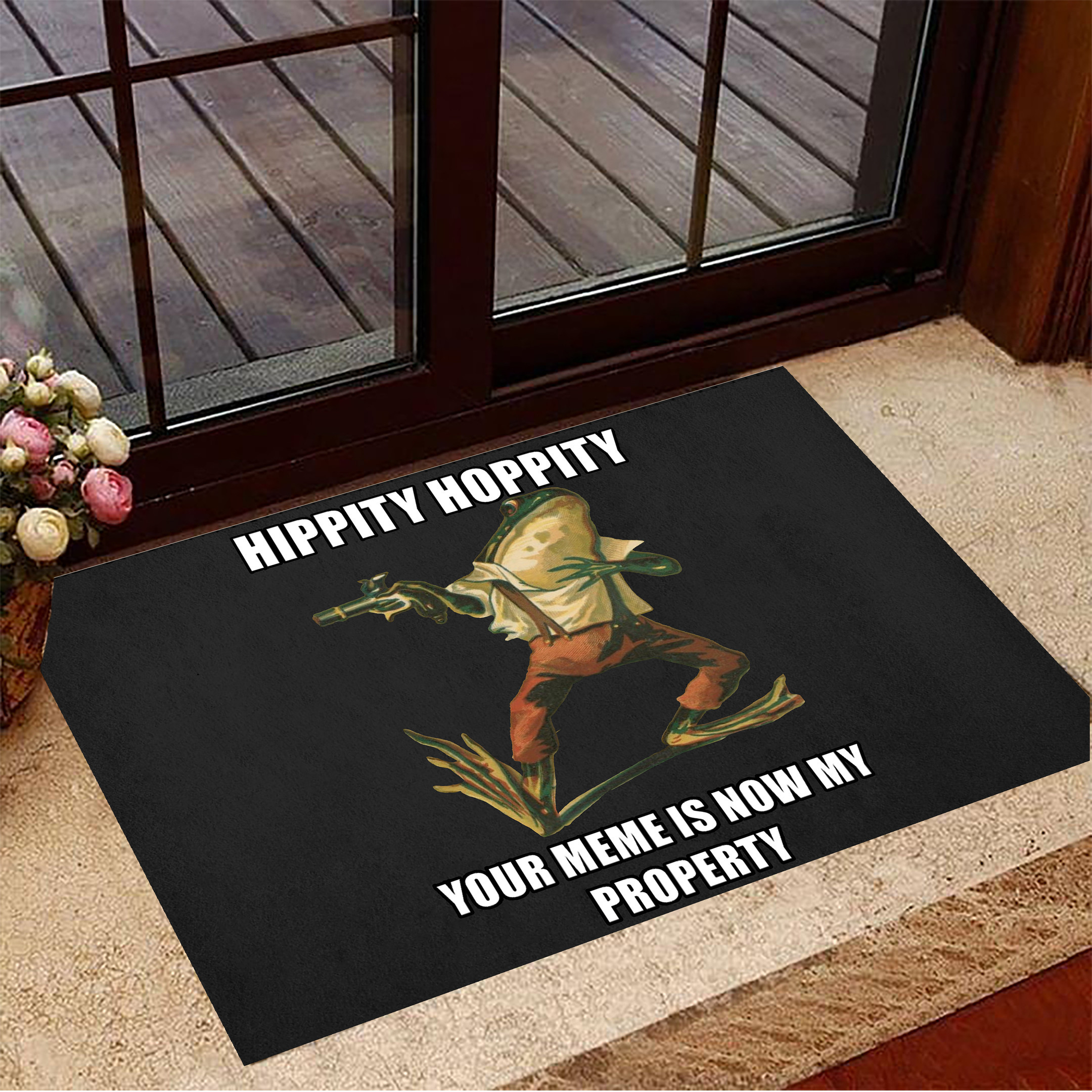 Hippity Hoppity Doormat Frog Your Meme Is Now My Property Doormat Funny