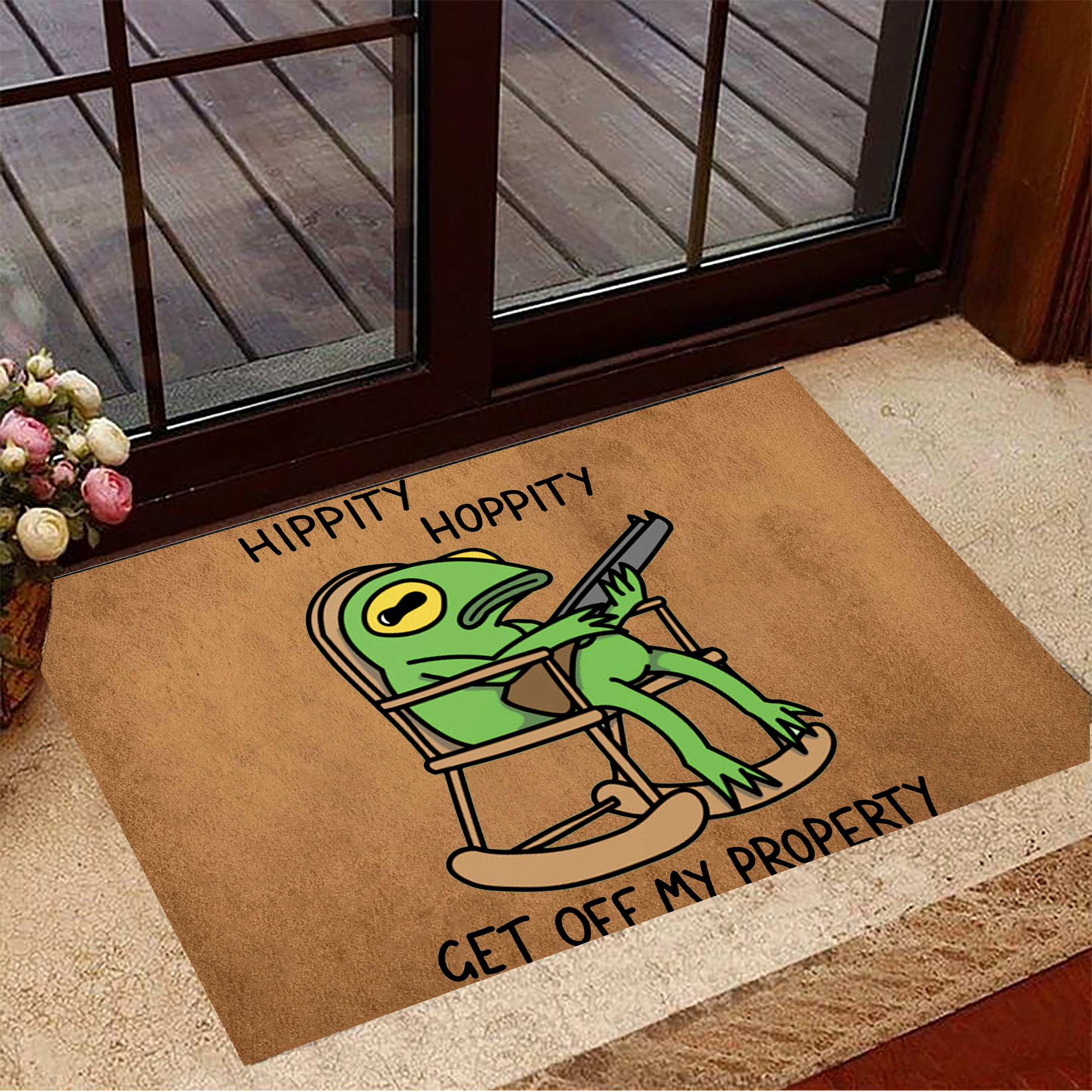 Hippity Hoppity Get Off My Property Doormat Funny Sayings Door Mat