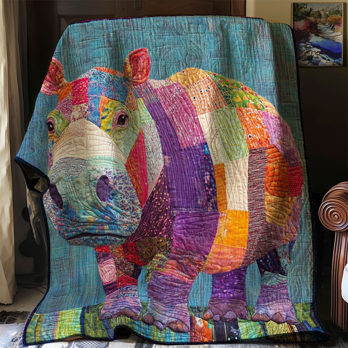 Hippo Oasis Quilt Blanket Sofa Throws Christmas Gifts For Tenagers