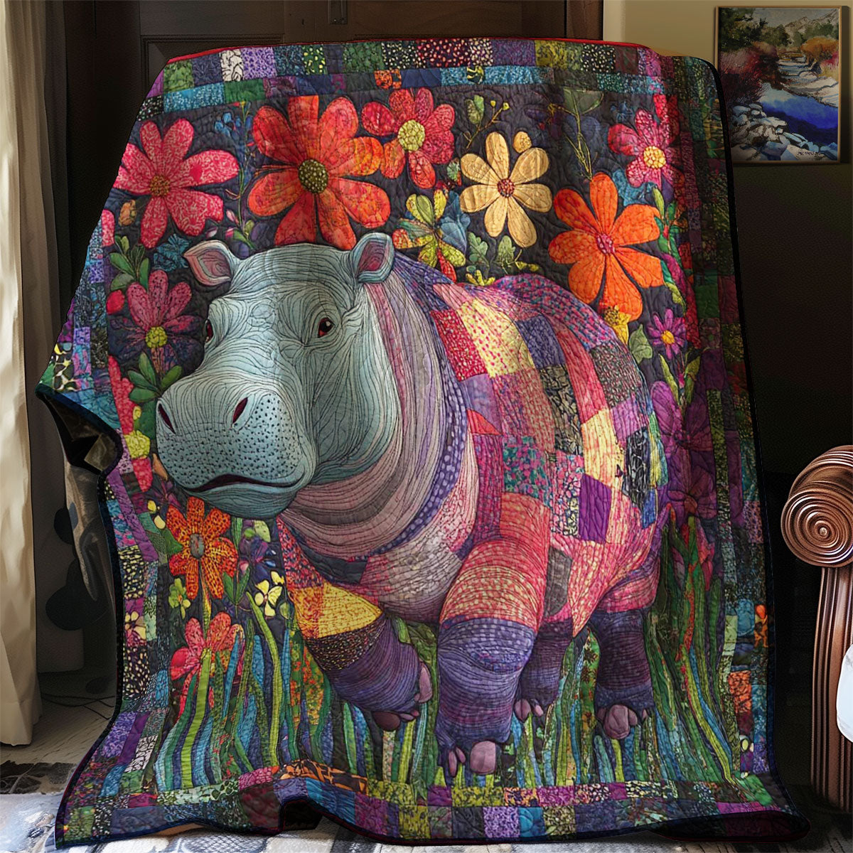 Hippo Splash Quilt Blanket Best Throw Blanket Gifts For Mom Who Has Everything